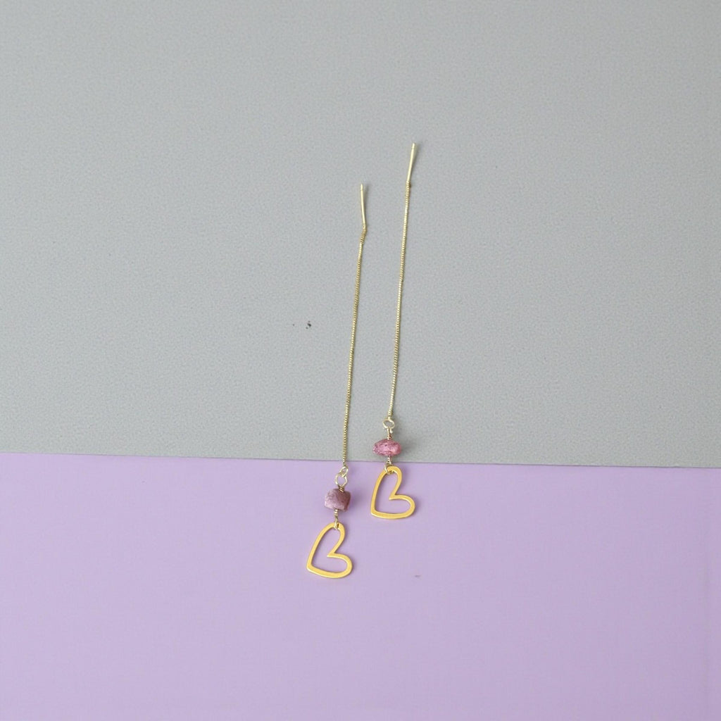 Blush Signal Heart Threader Earrings
