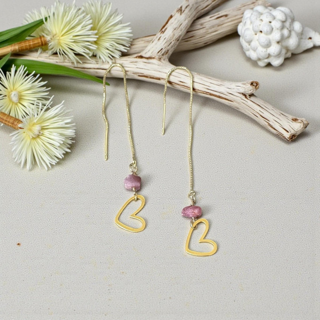 Blush Signal Heart Threader Earrings