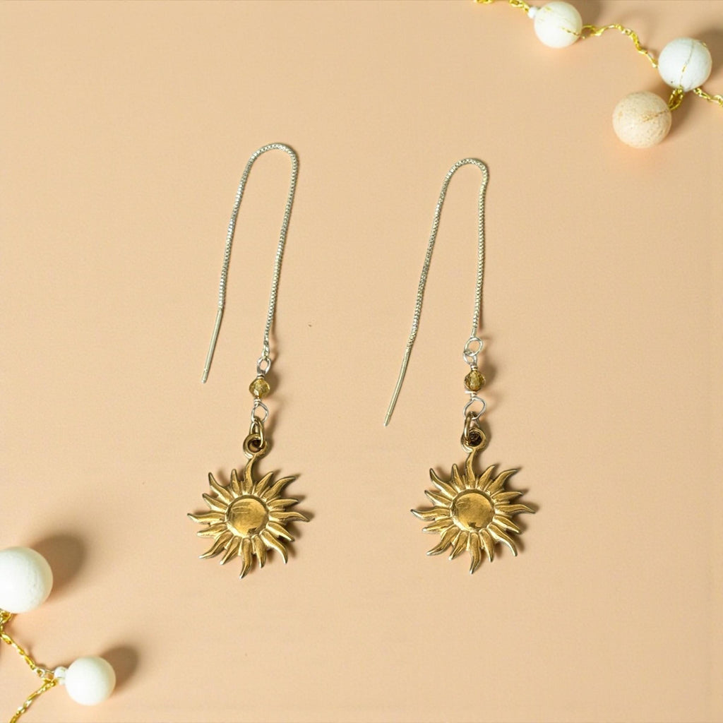 Solar Muse Peridot Threader Earrings