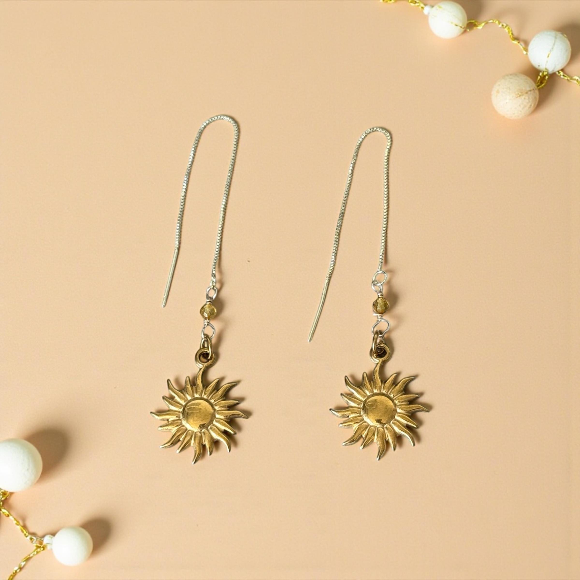 Solar Muse Peridot Threader Earrings