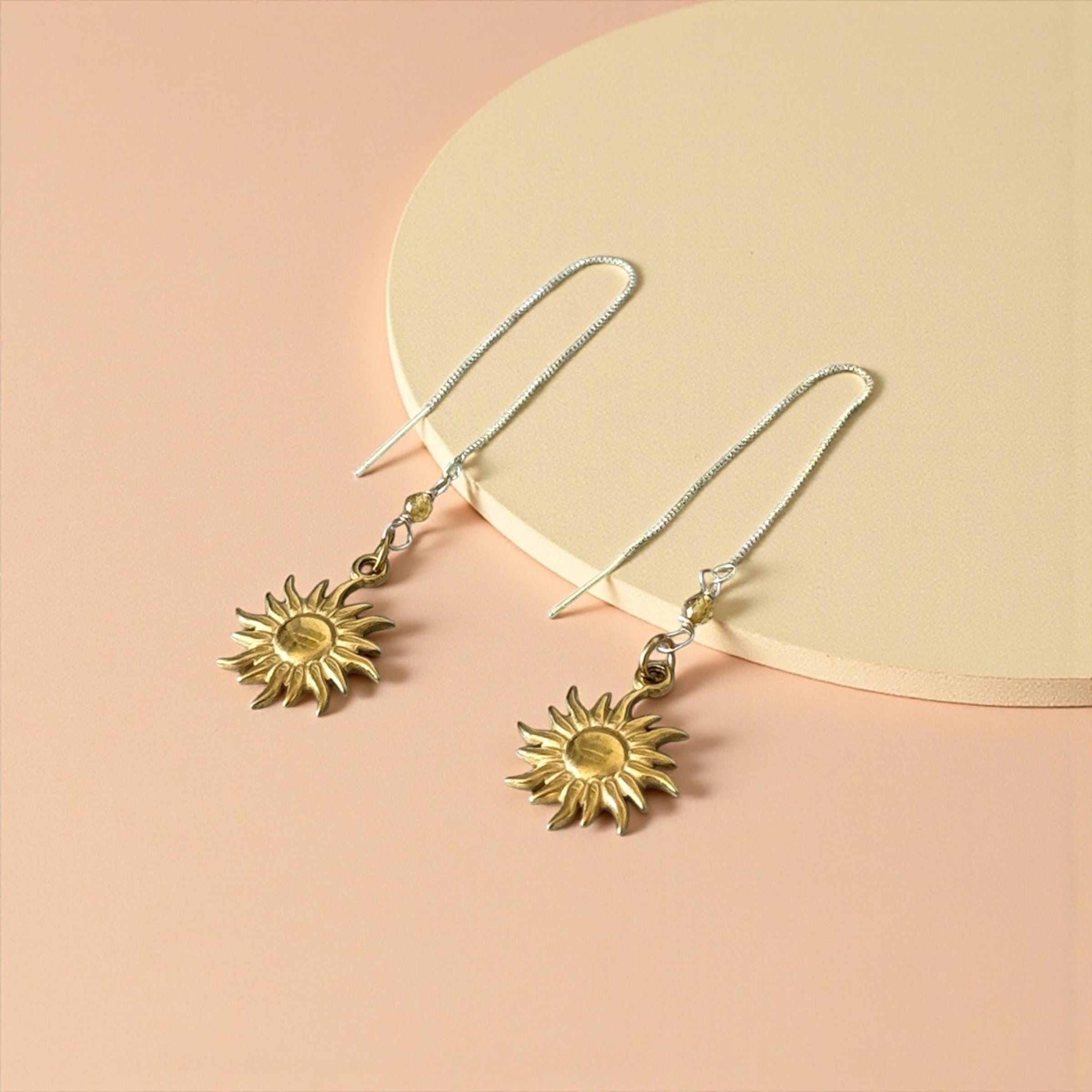 Solar Muse Peridot Threader Earrings