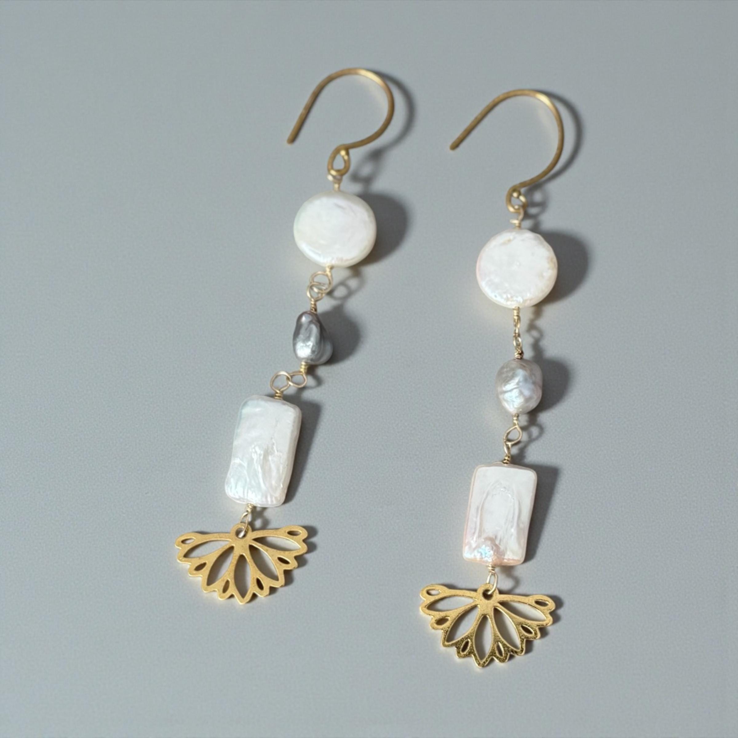 Golden Fan Drop Earrings