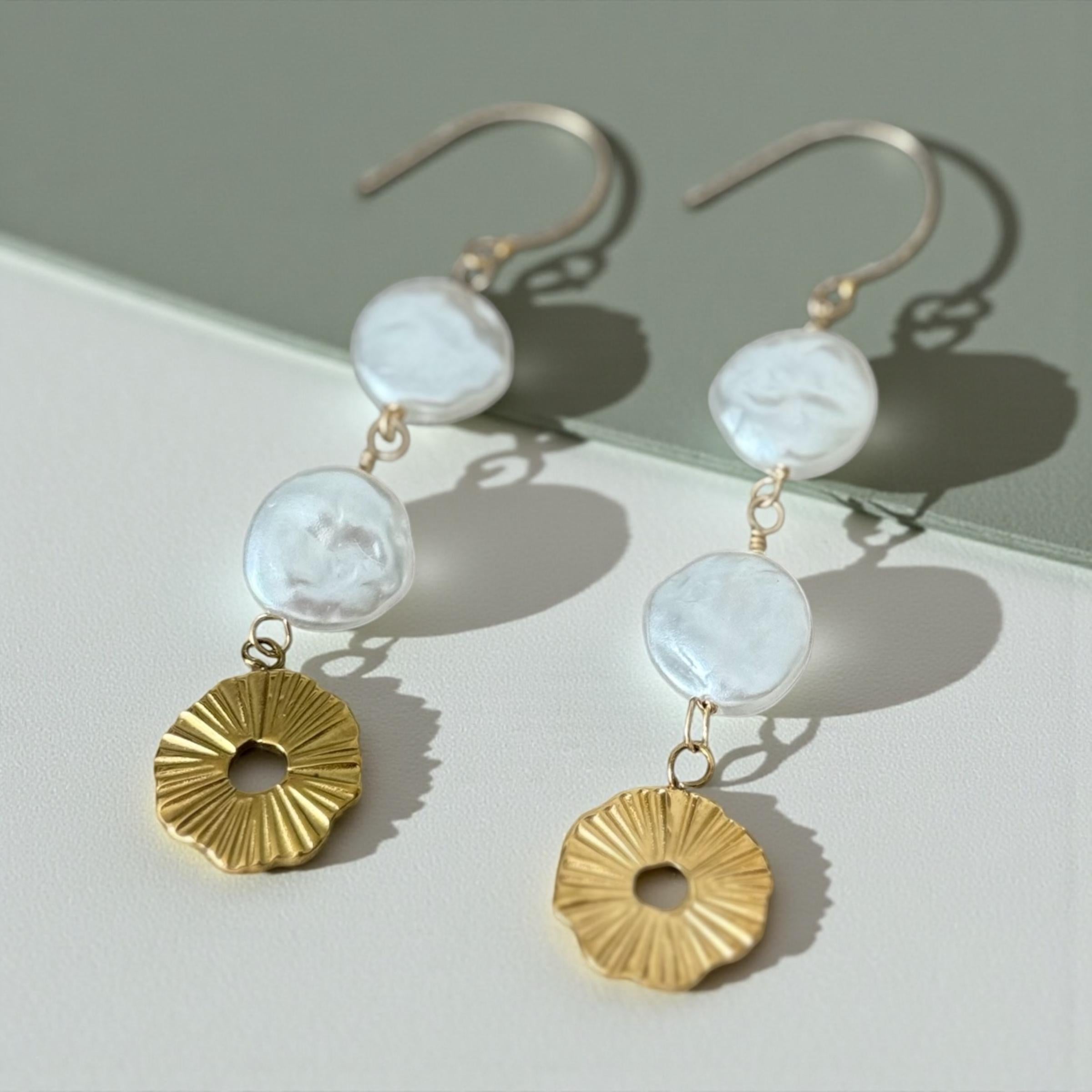Sunlit Pearl Halo Drops Earrings