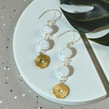 Sunlit Pearl Halo Drops Earrings