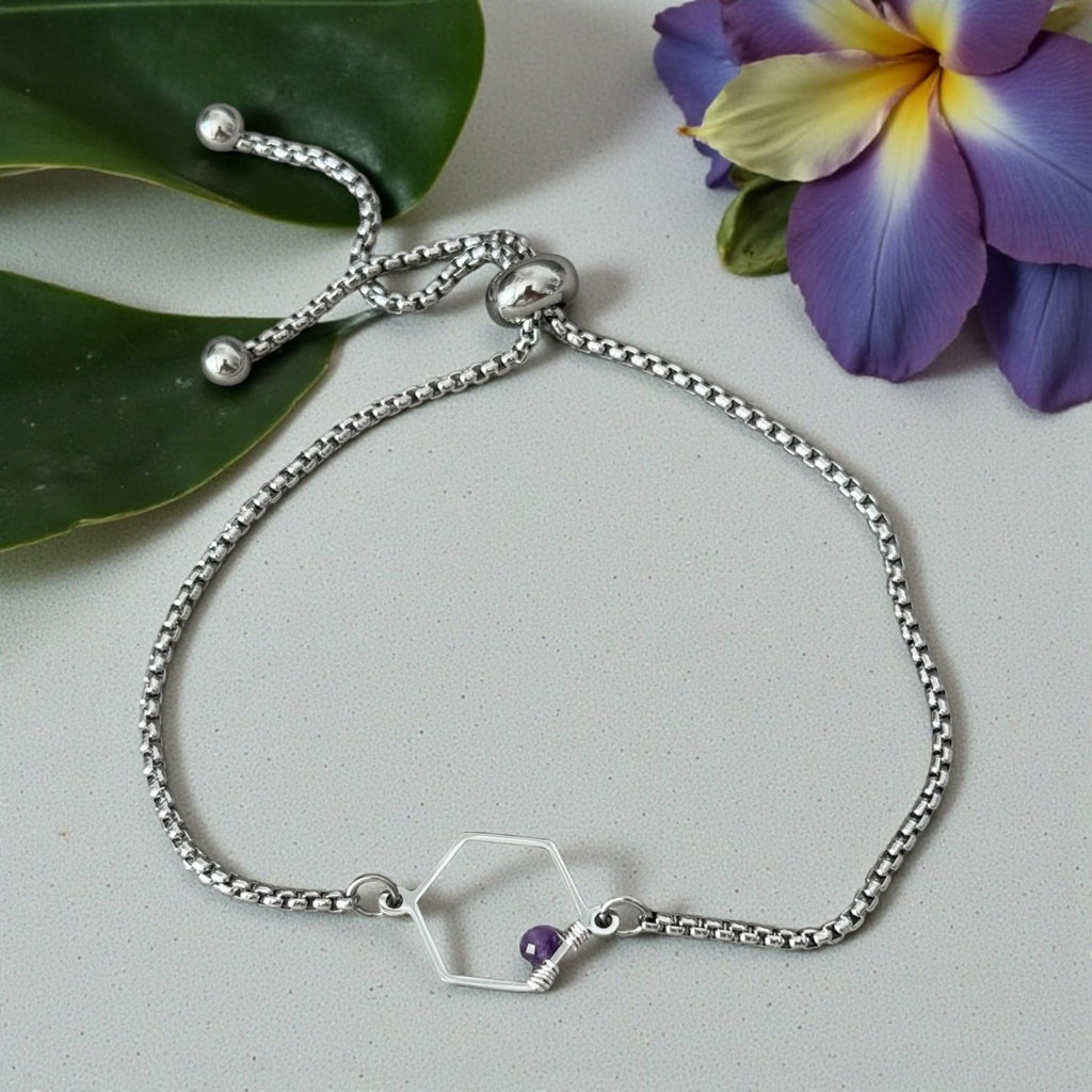Amethyst Hexa Luxe Slider Bolo Bracelet