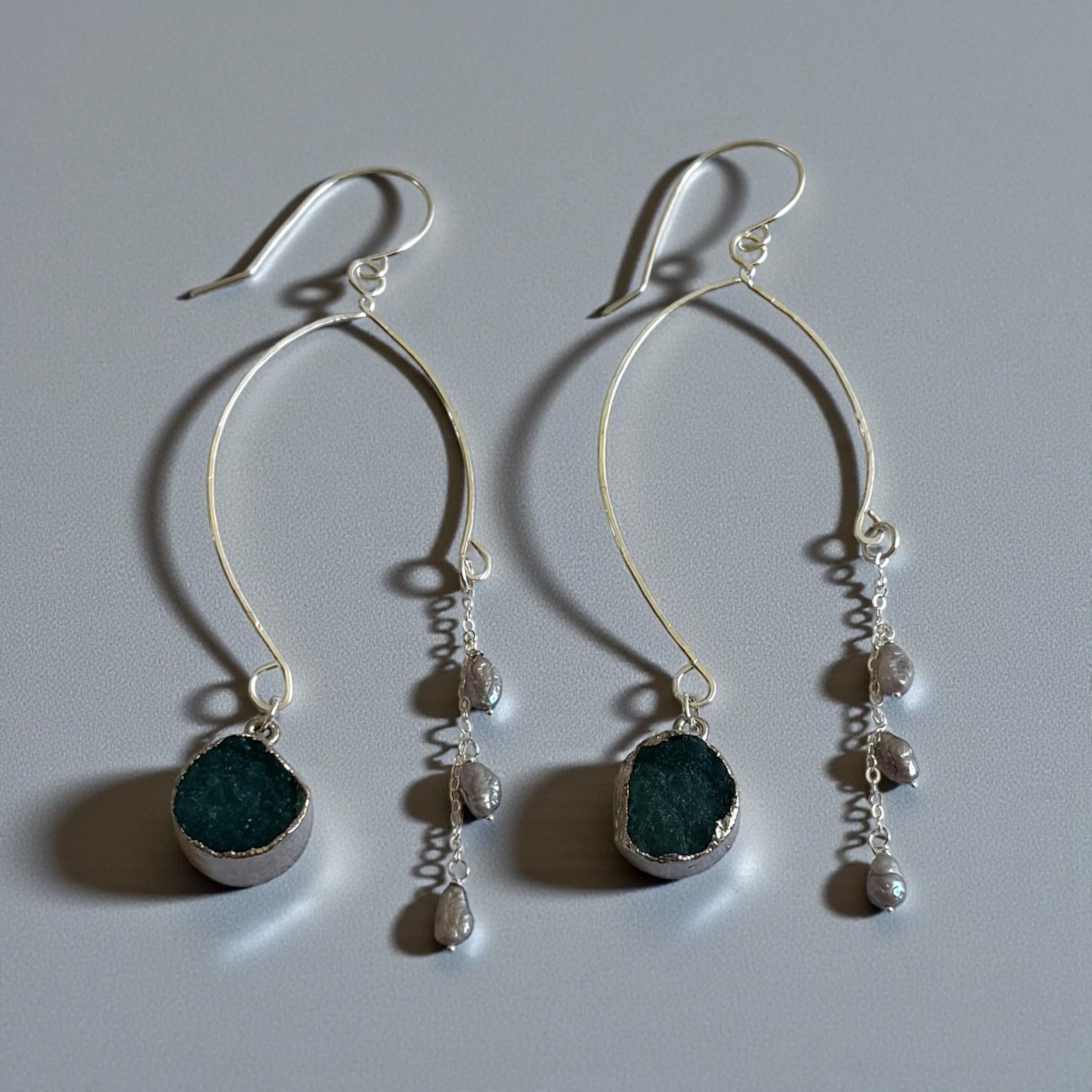 Ocean Tide Agate Earrings