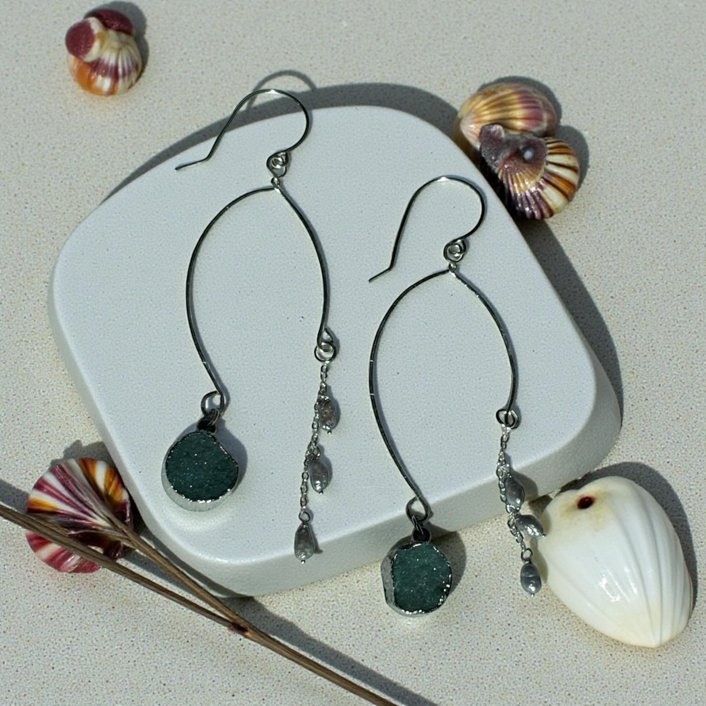 Ocean Tide Agate Earrings