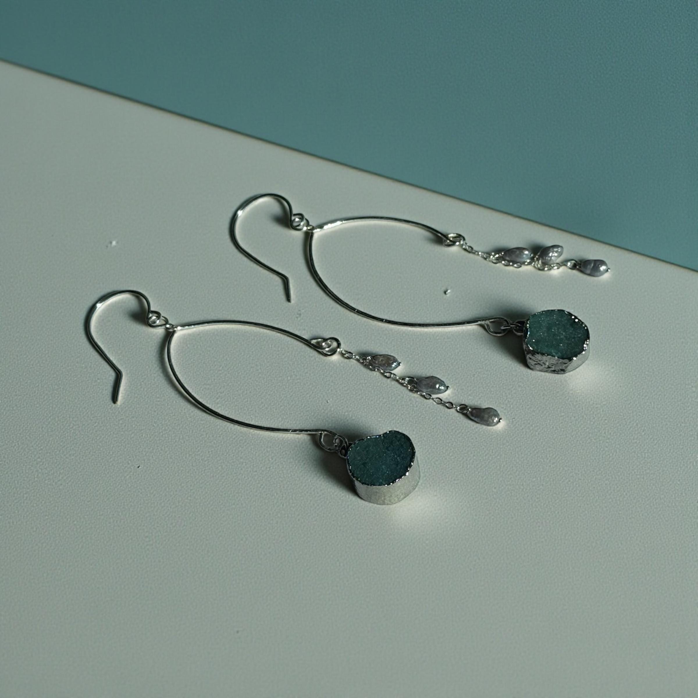 Ocean Tide Agate Earrings