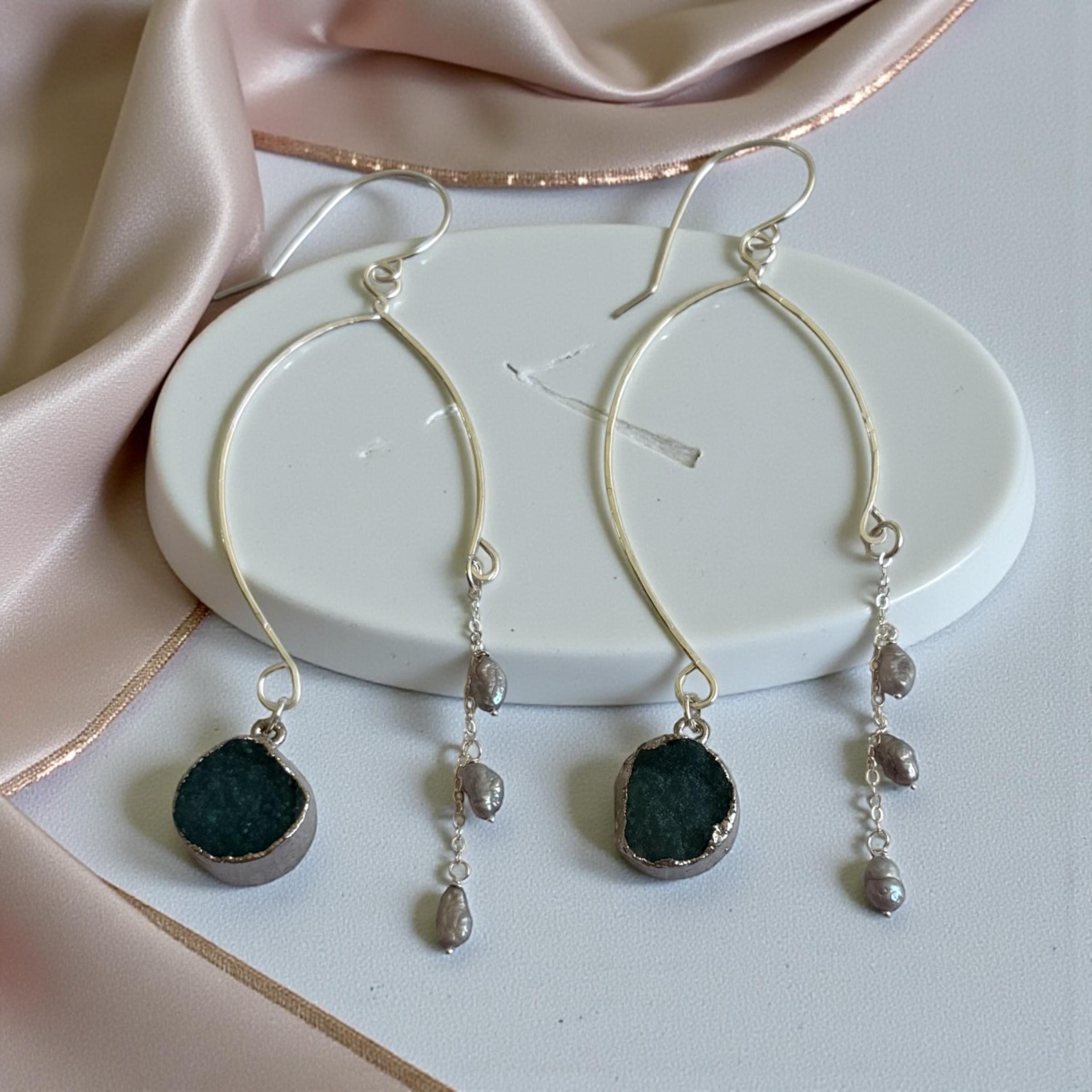 Ocean Tide Agate Earrings