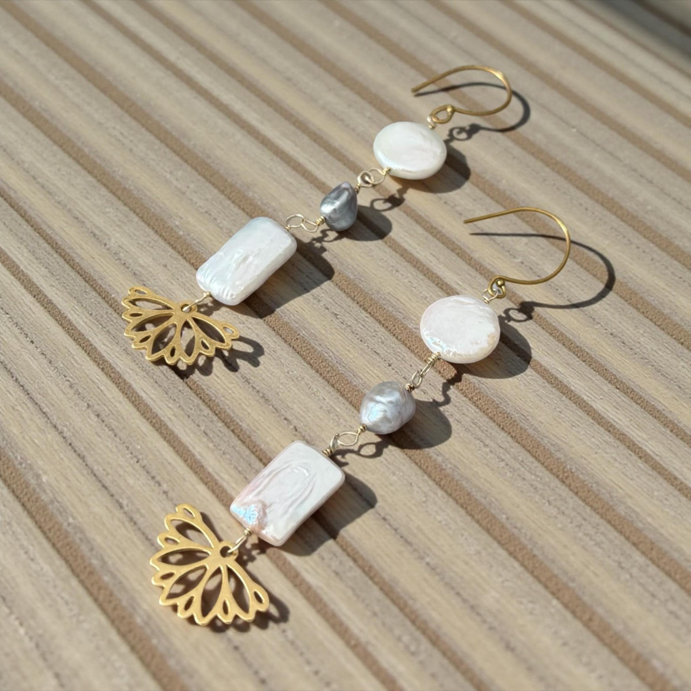 Golden Fan Drop Earrings