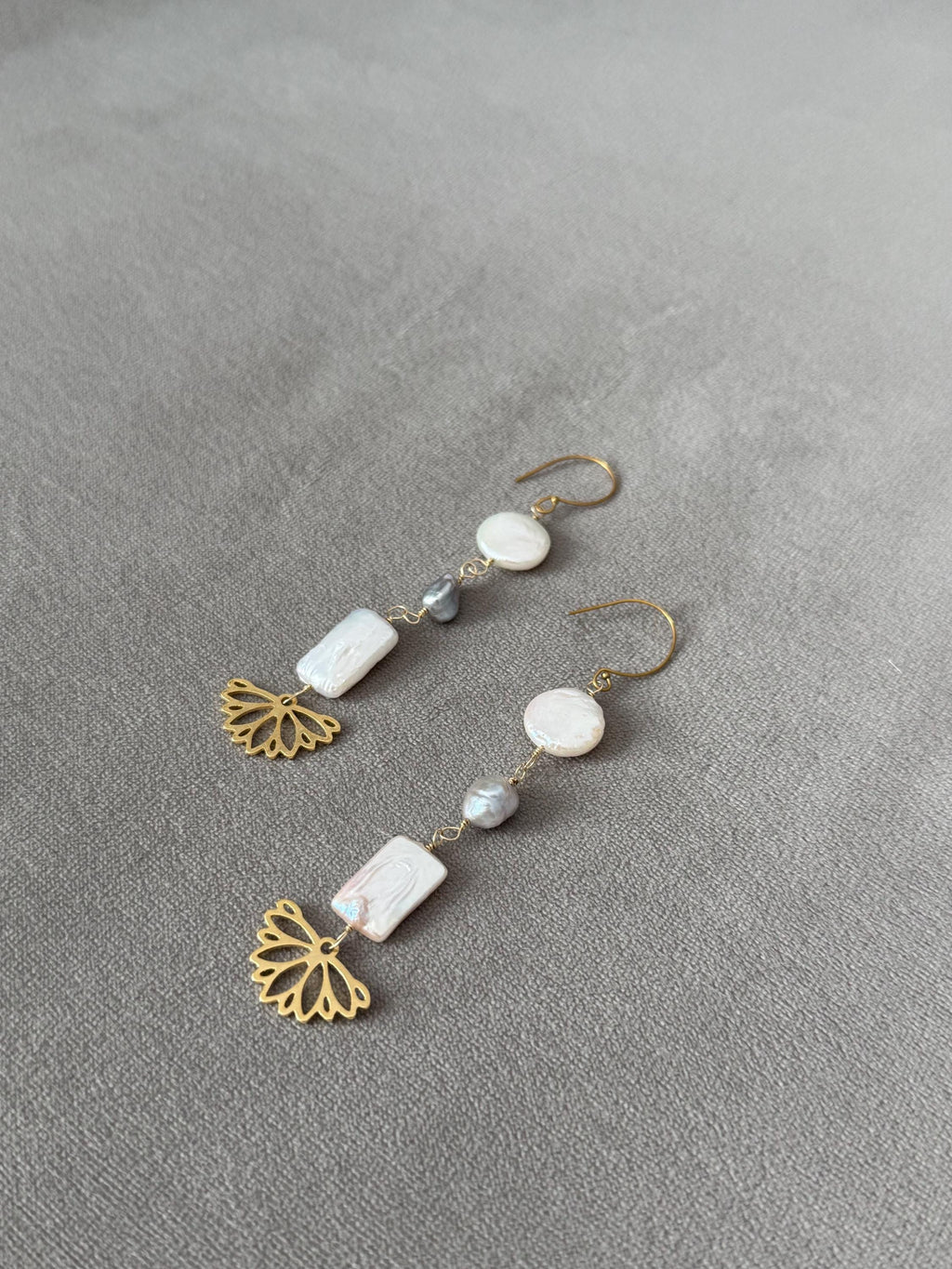 Golden Fan Drop Earrings