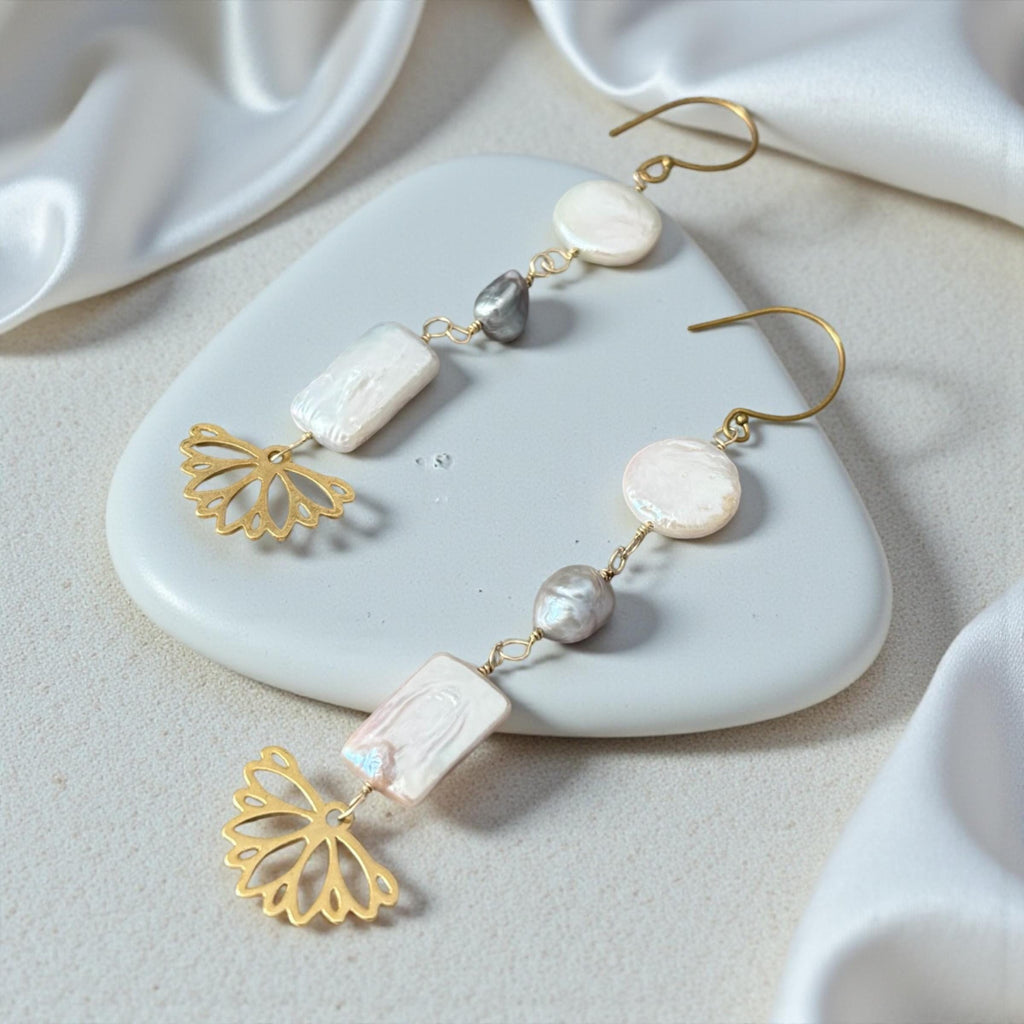 Golden Fan Drop Earrings