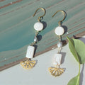 Golden Fan Drop Earrings