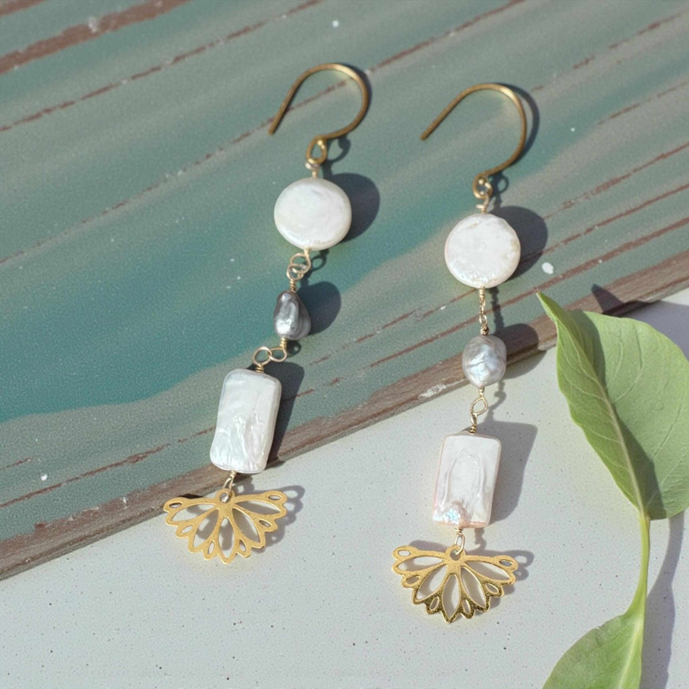 Golden Fan Drop Earrings