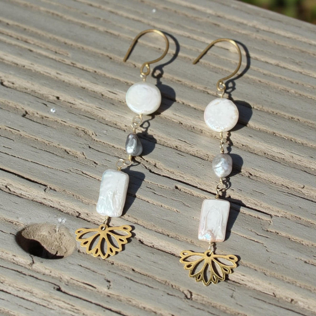 Golden Fan Drop Earrings