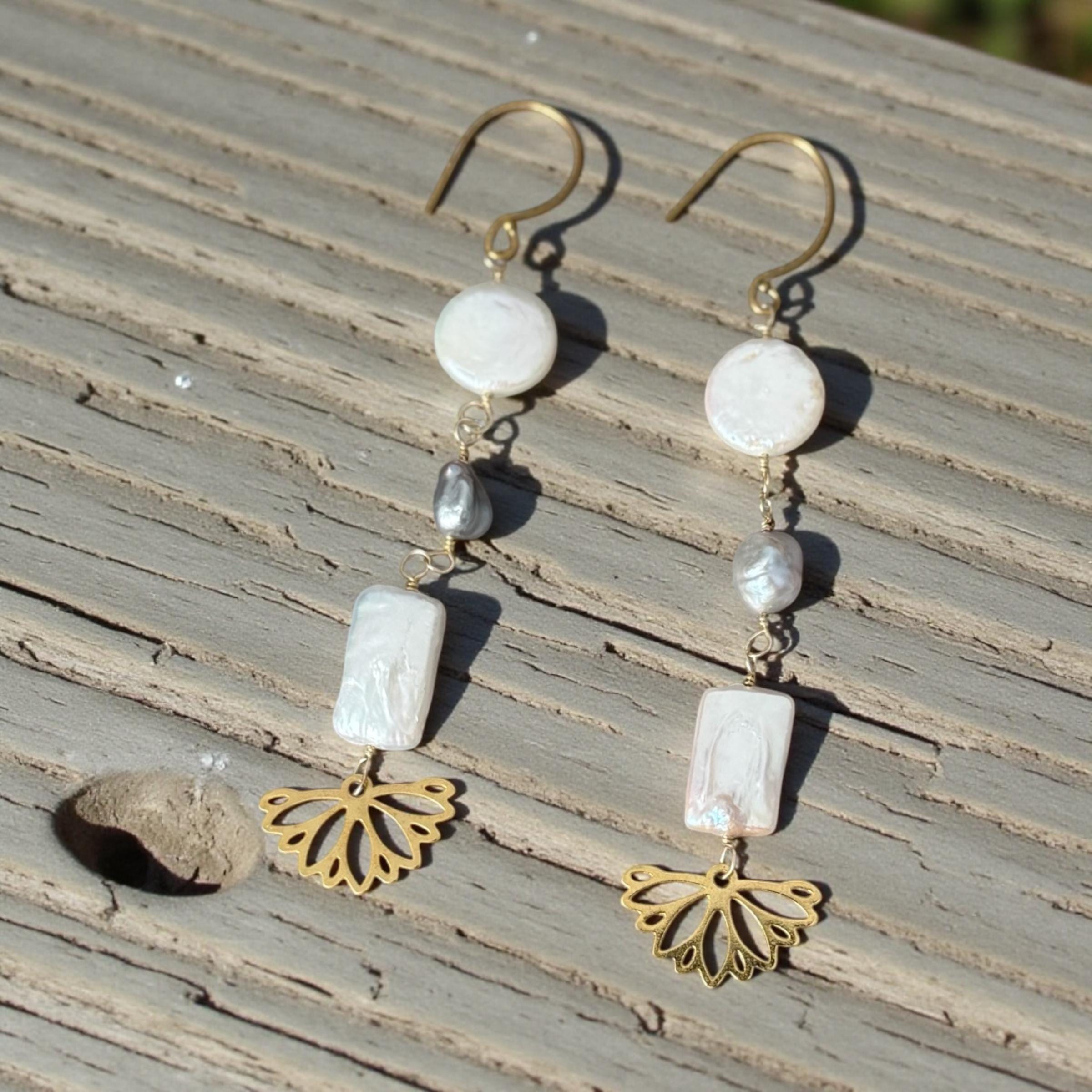 Golden Fan Drop Earrings