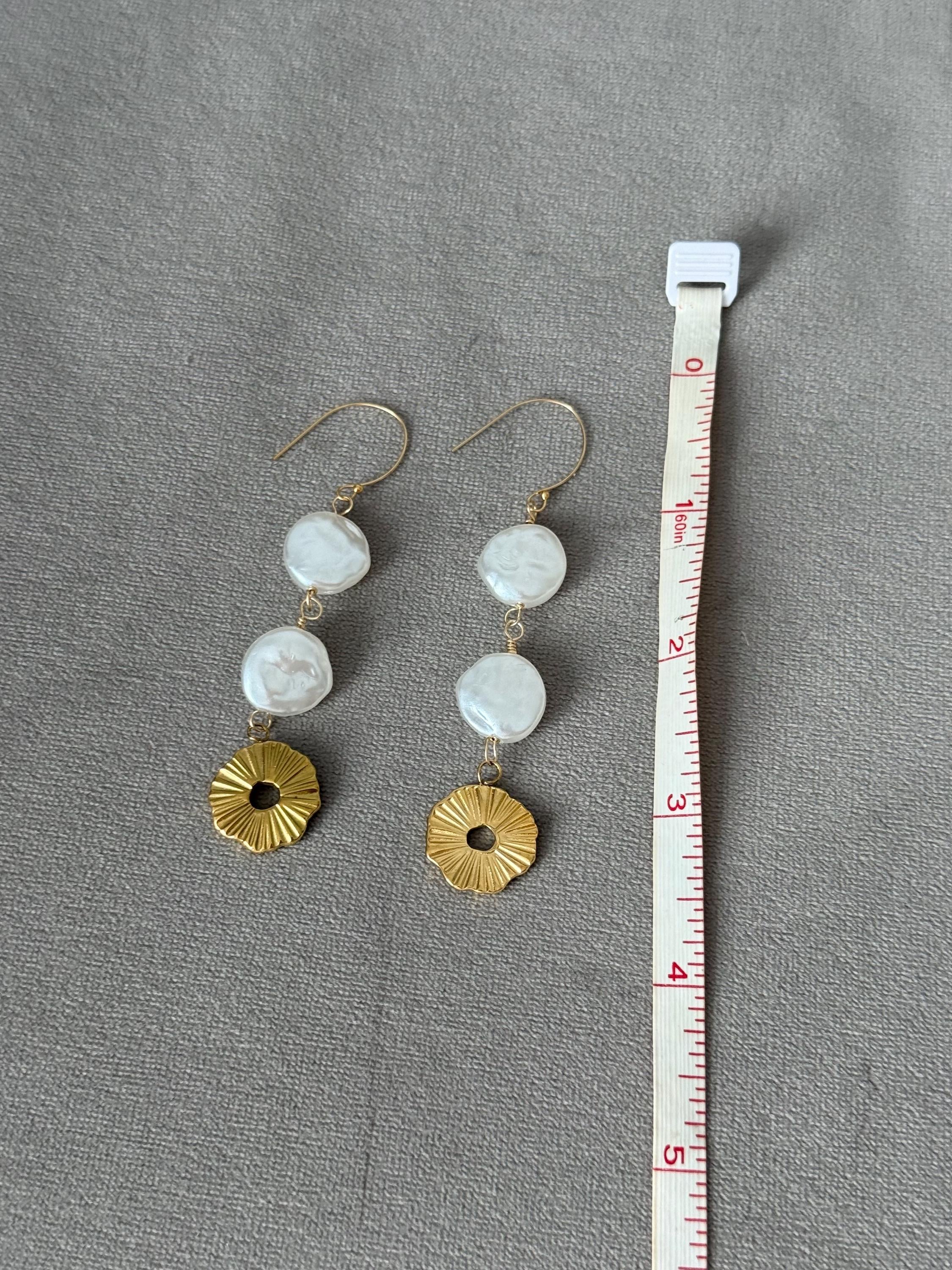 Sunlit Pearl Halo Drops Earrings