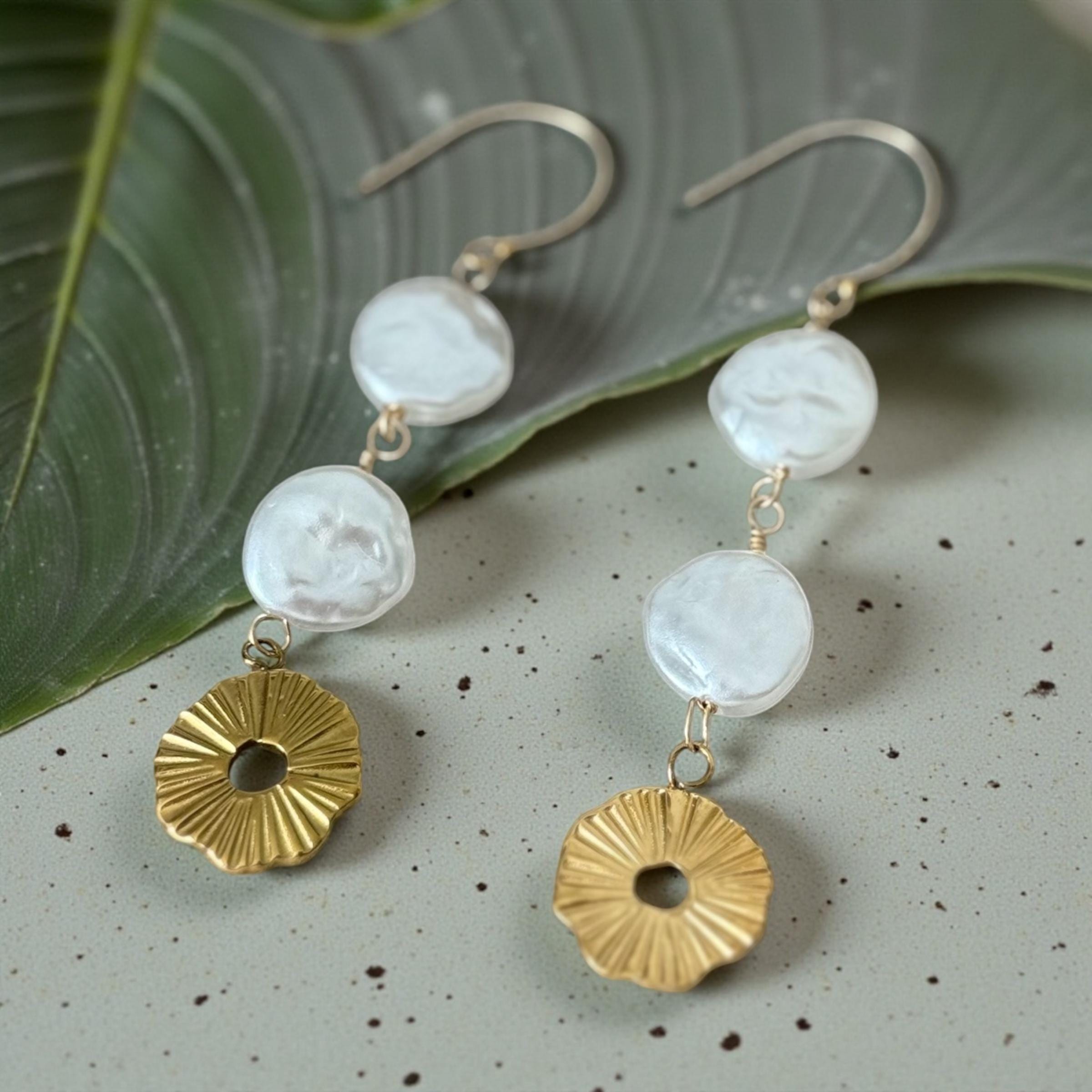Sunlit Pearl Halo Drops Earrings