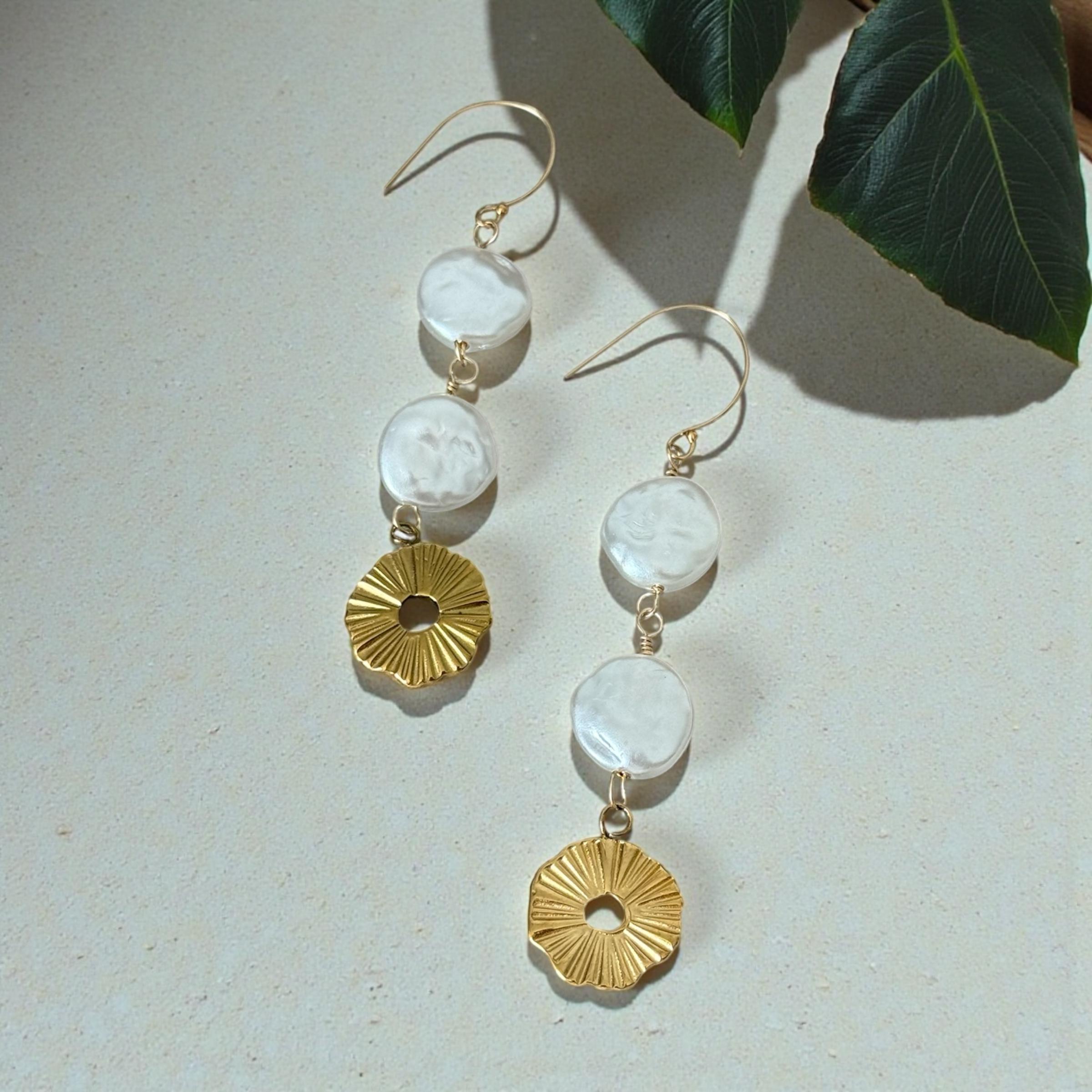 Sunlit Pearl Halo Drops Earrings