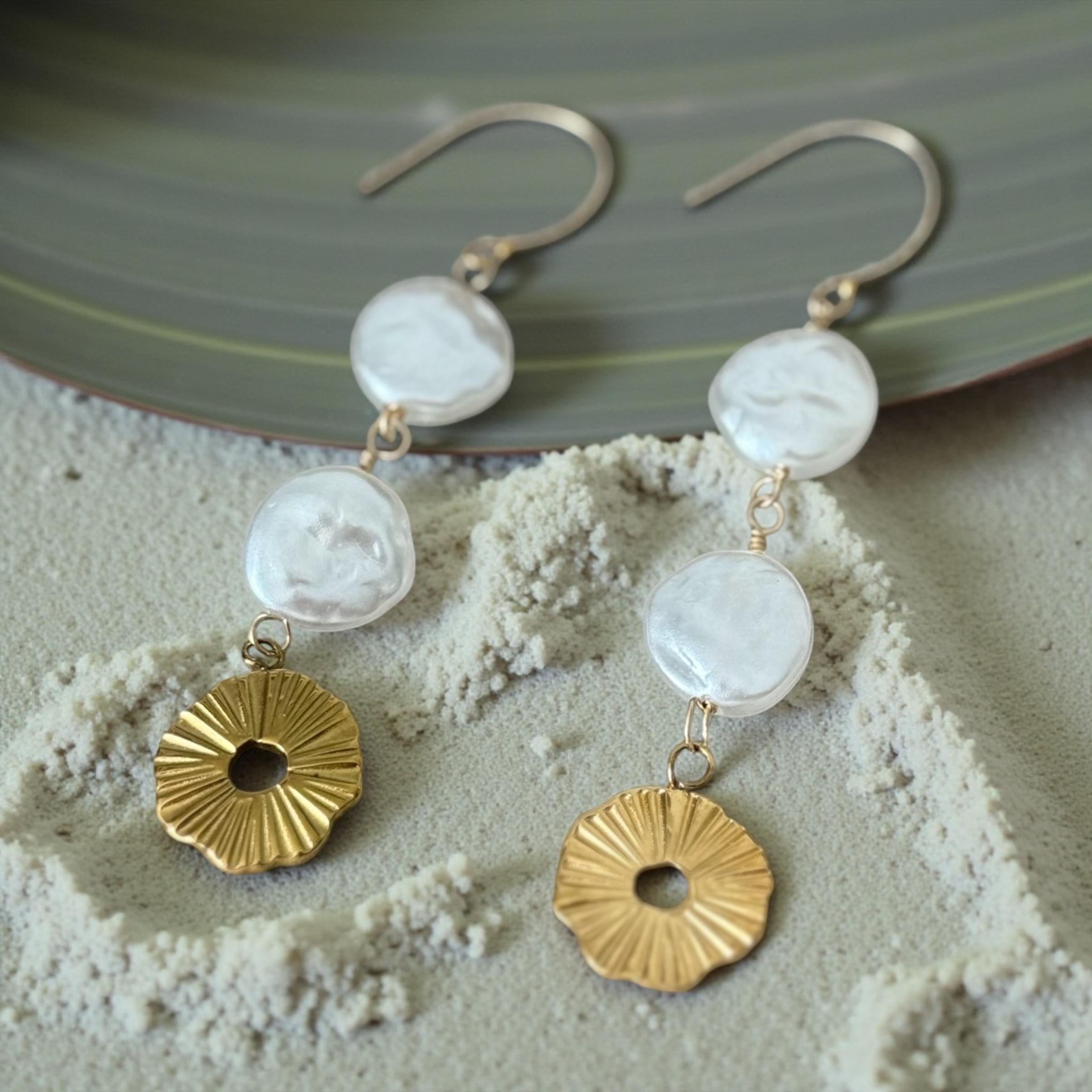 Sunlit Pearl Halo Drops Earrings