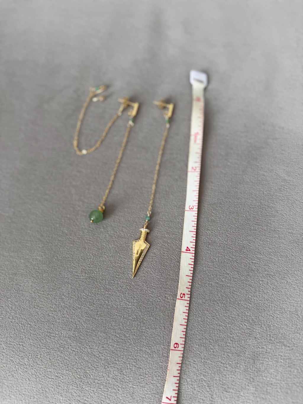 Jade Dagger Chain Drop Earrings