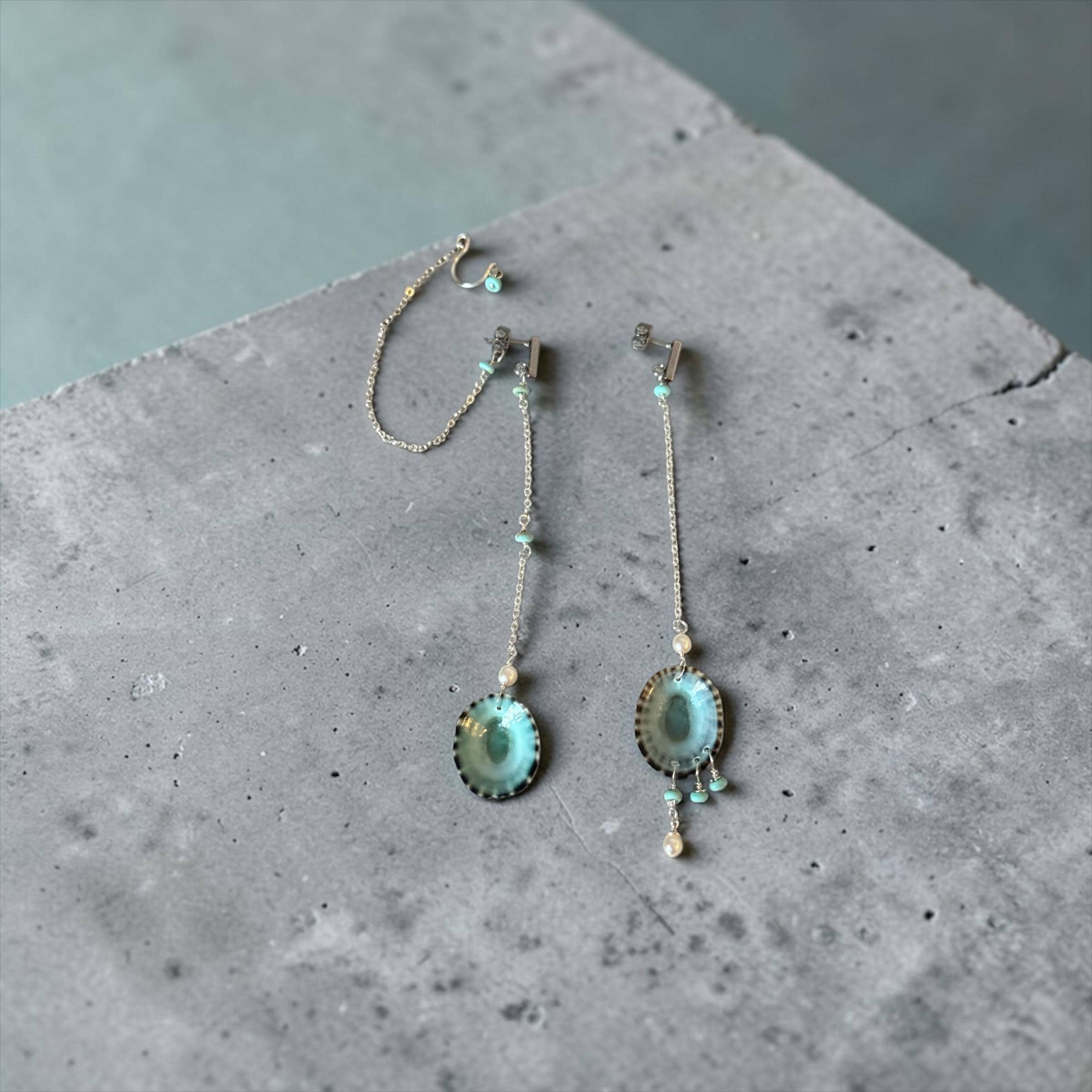 Seafoam Siren Asymmetry Earrings