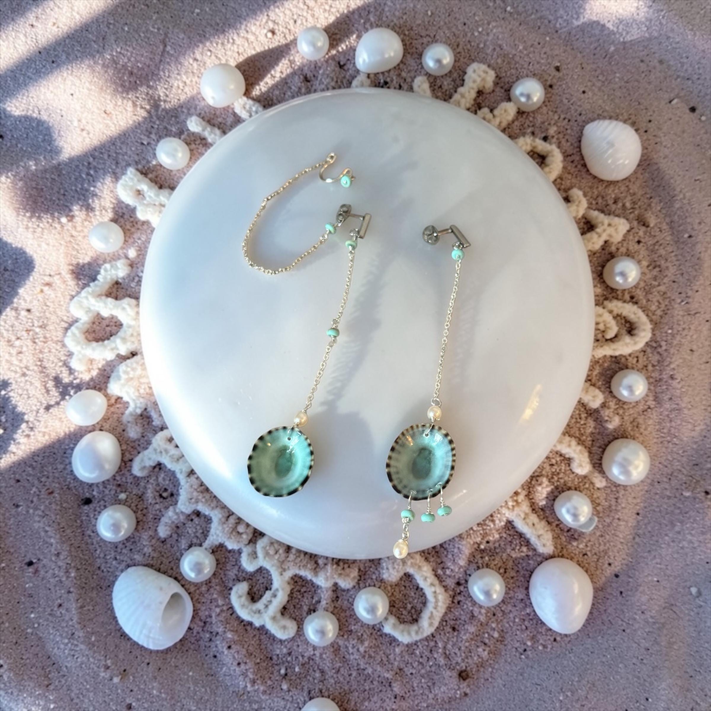 Seafoam Siren Asymmetry Earrings