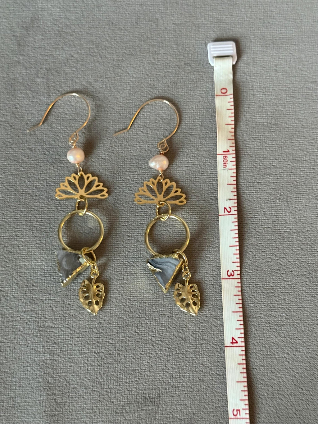 Golden Bloom Quartz Drop Earrings