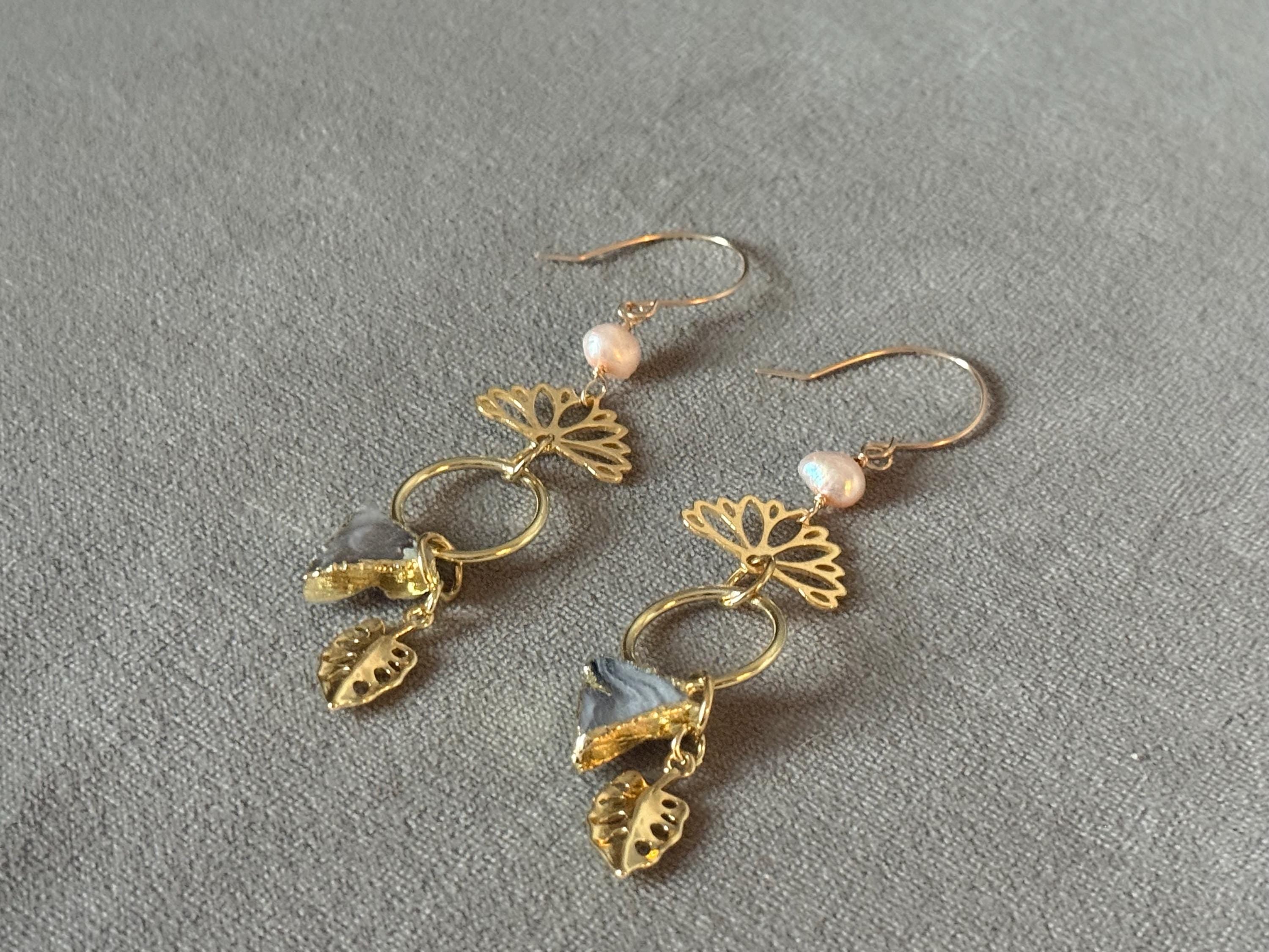 Golden Bloom Quartz Drop Earrings