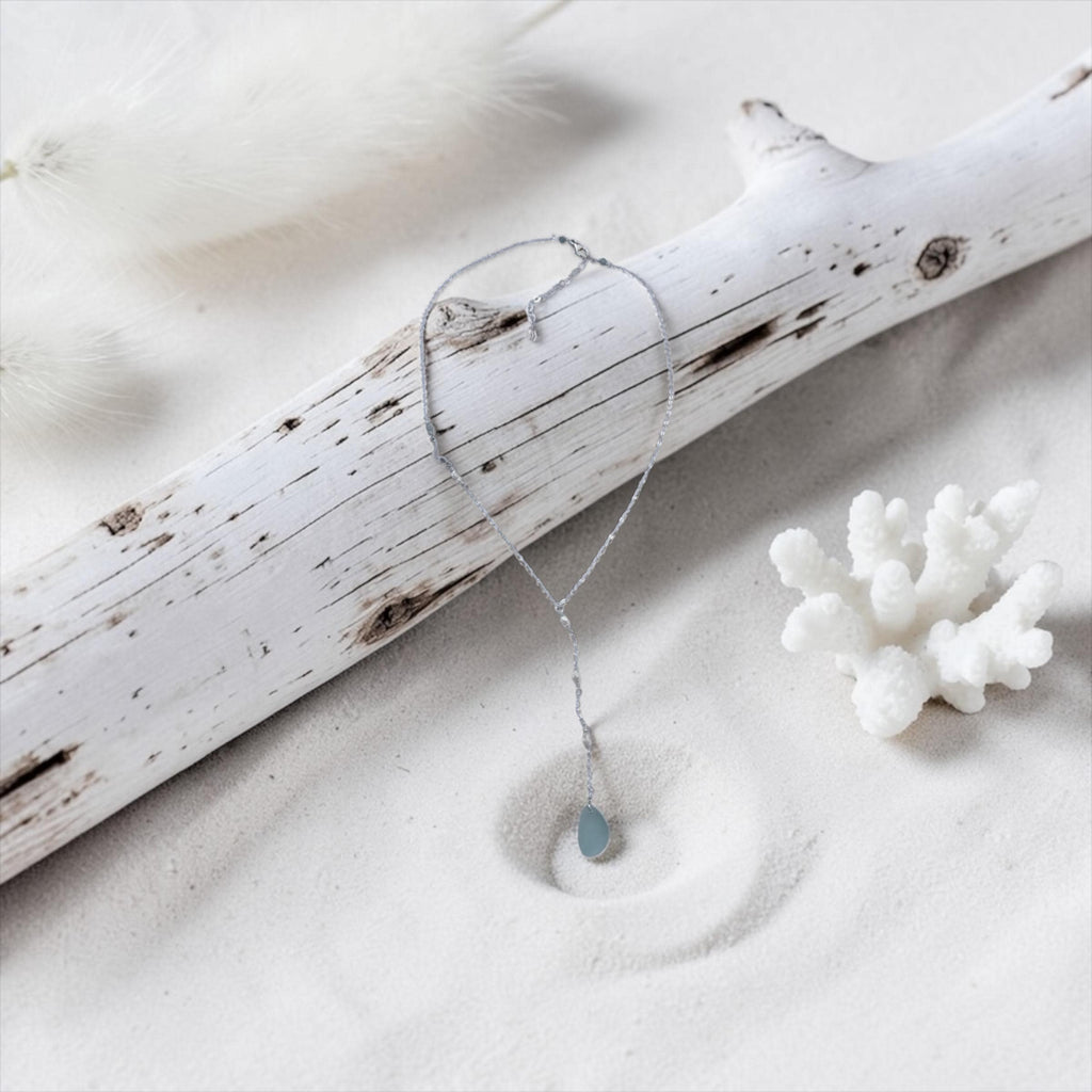 Seafoam Aquamarine Sea Glass Necklace