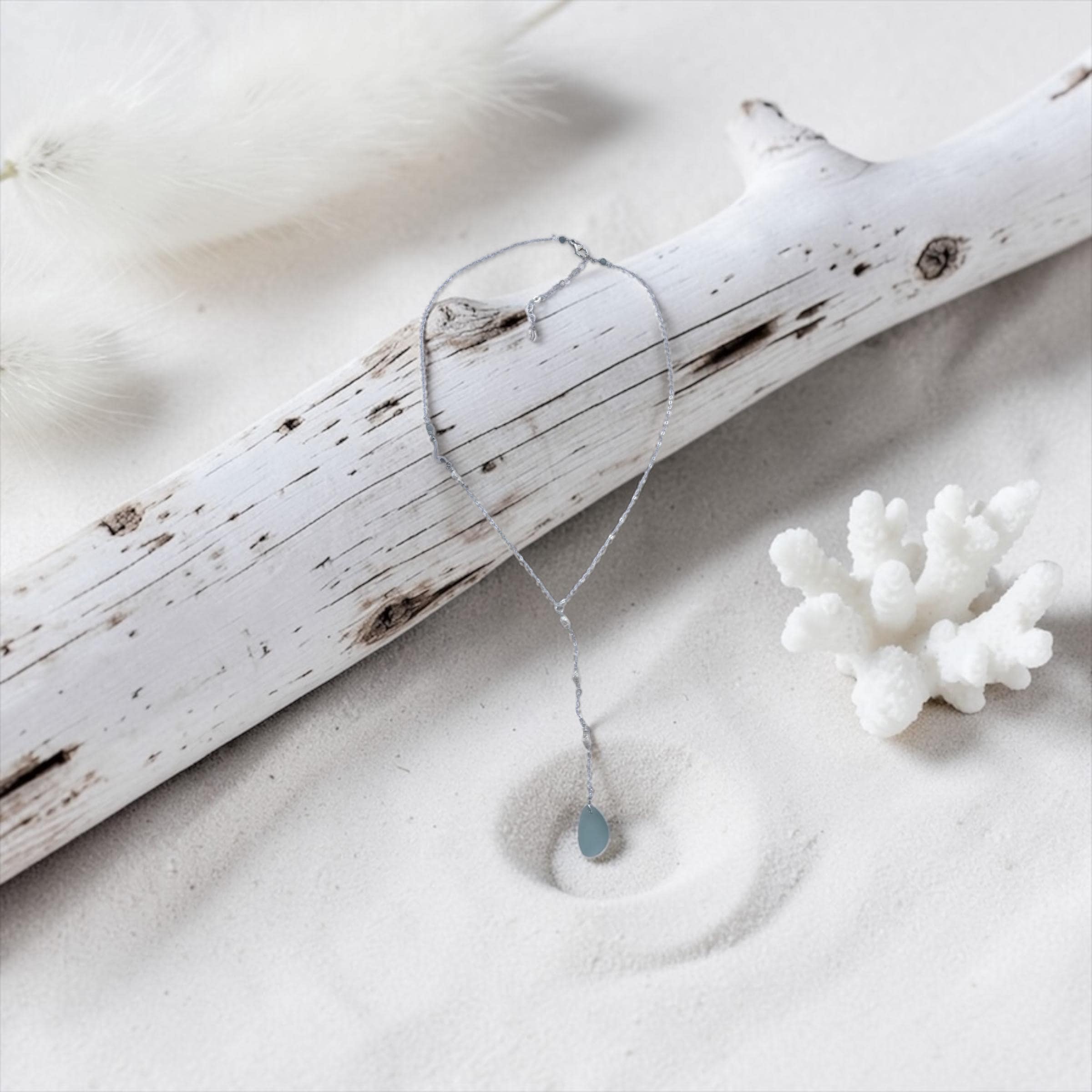 Seafoam Aquamarine Sea Glass Necklace