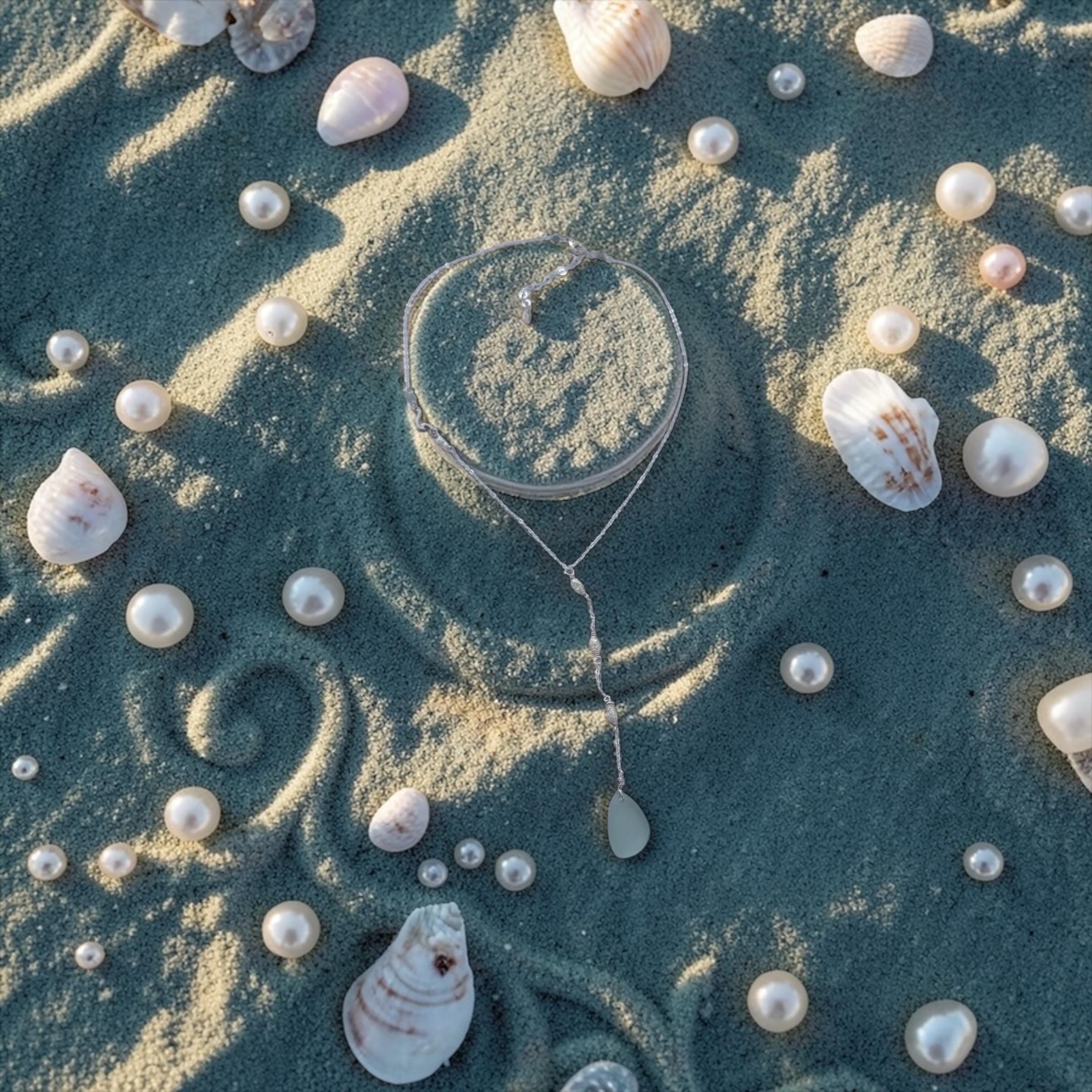 Seafoam Aquamarine Sea Glass Necklace