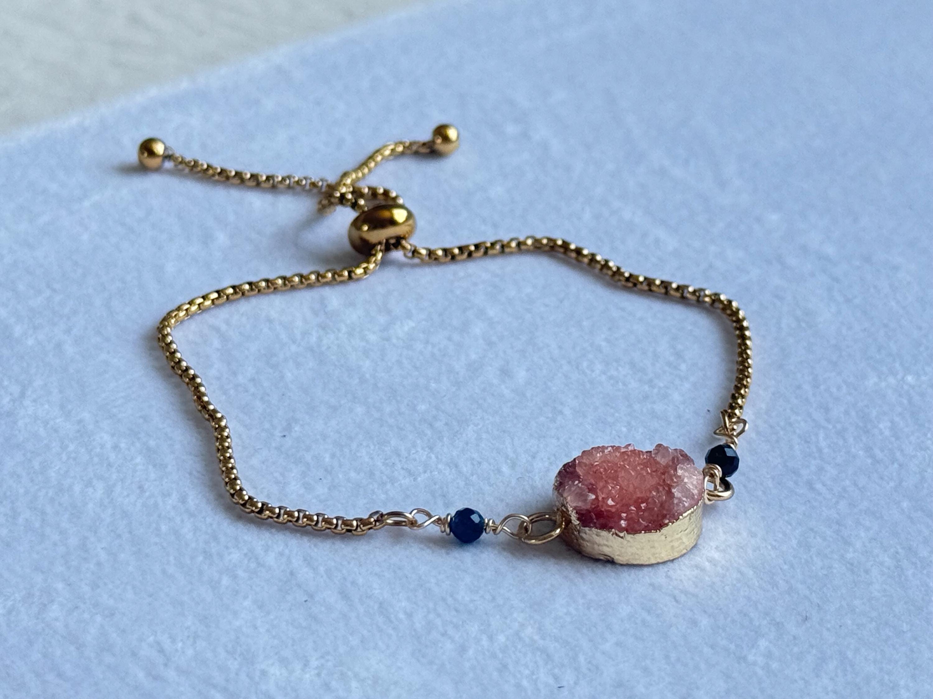 Blush Ember Druzy Bolo Slider Bracelet