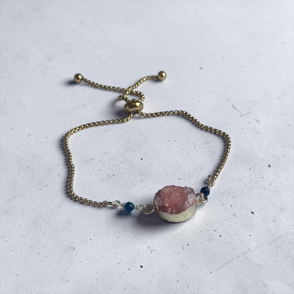 Blush Ember Druzy Bolo Slider Bracelet