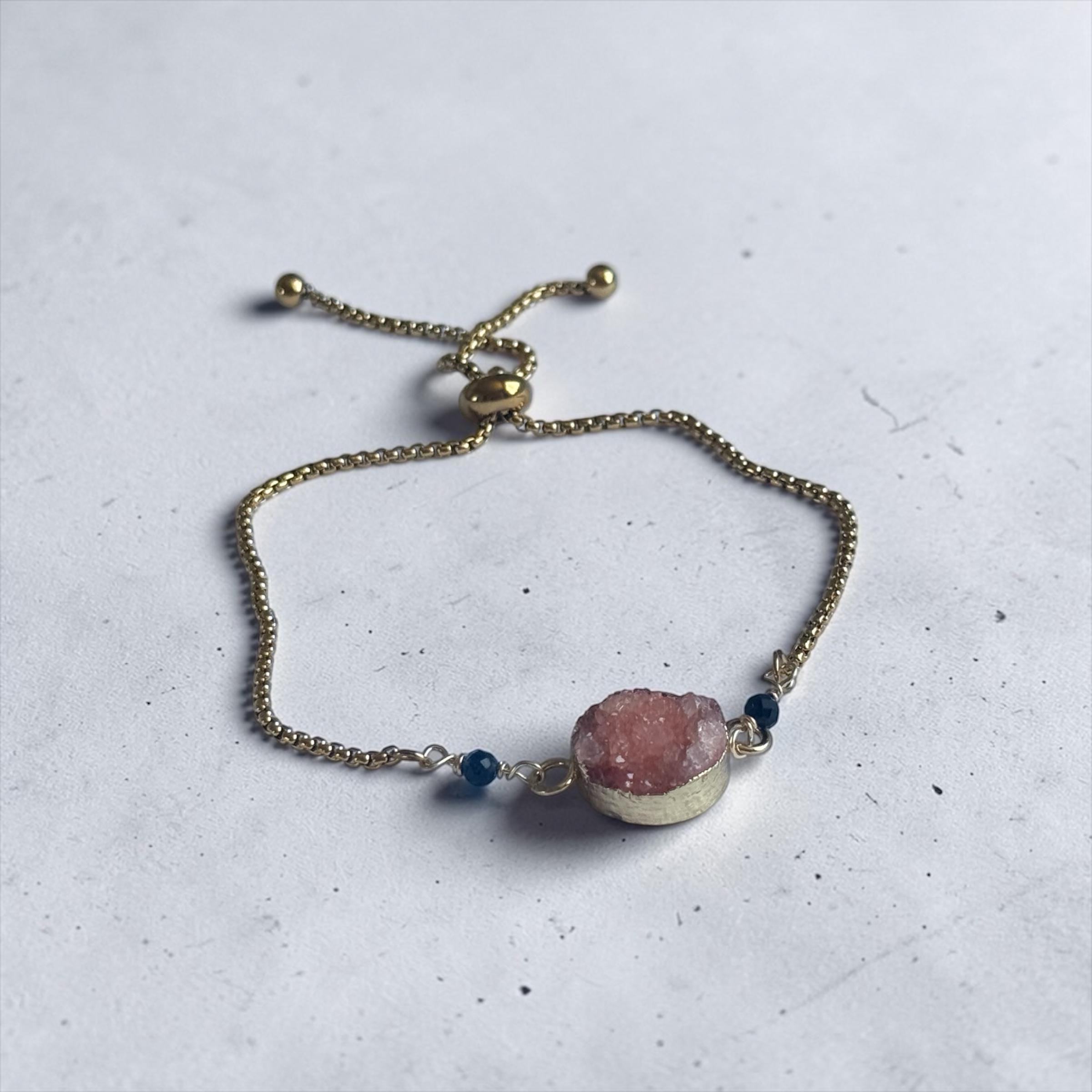 Blush Ember Druzy Bolo Slider Bracelet