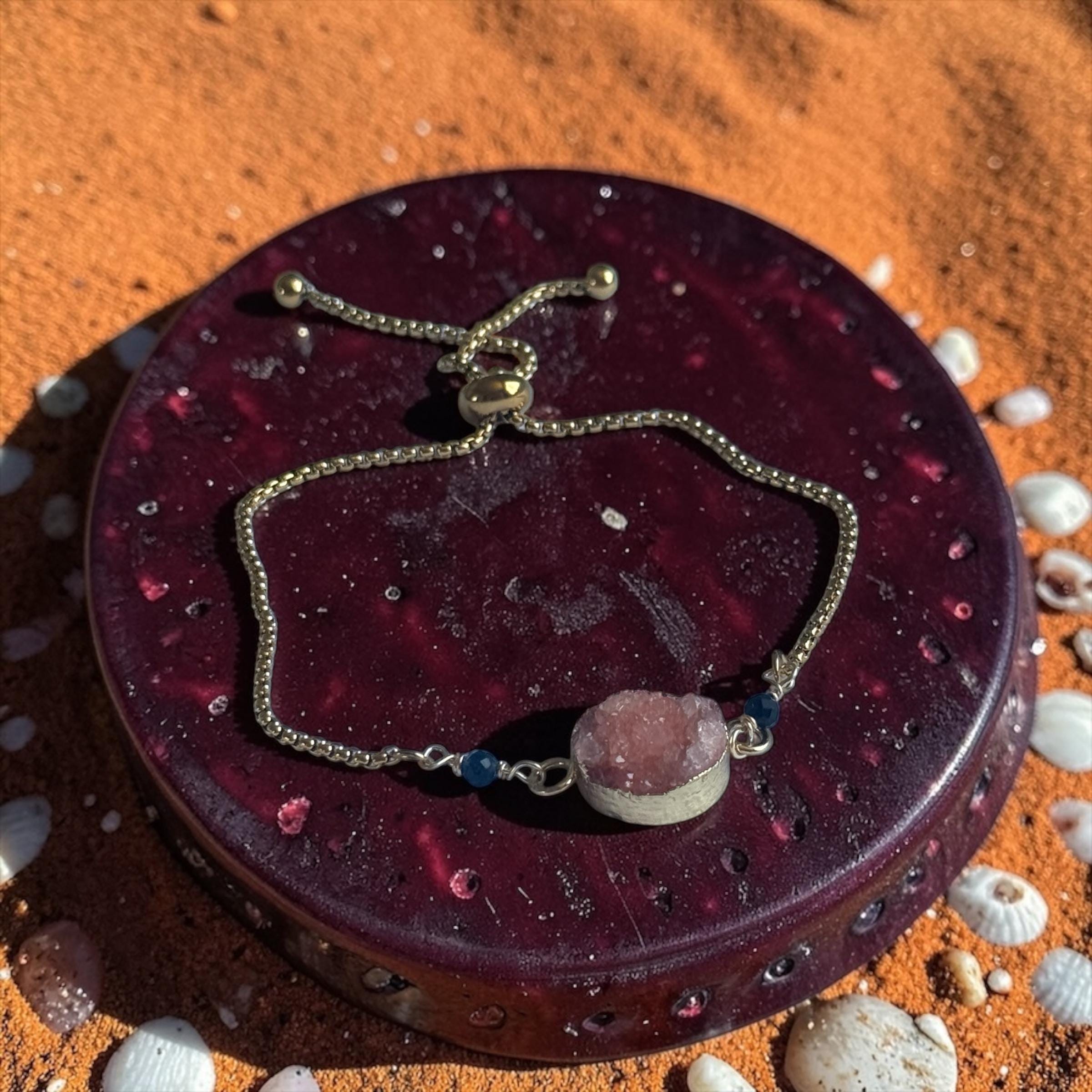 Blush Ember Druzy Bolo Slider Bracelet