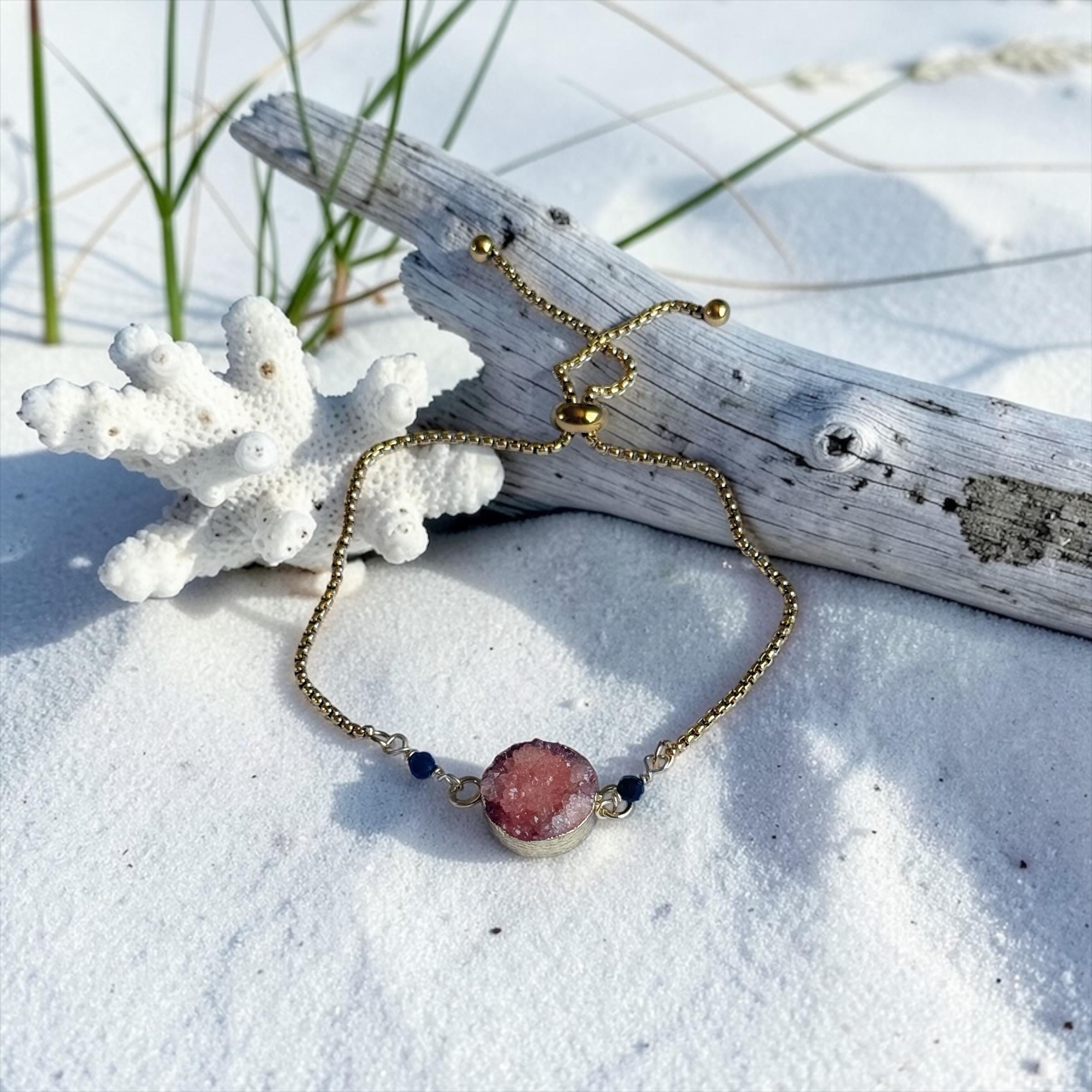 Blush Ember Druzy Bolo Slider Bracelet