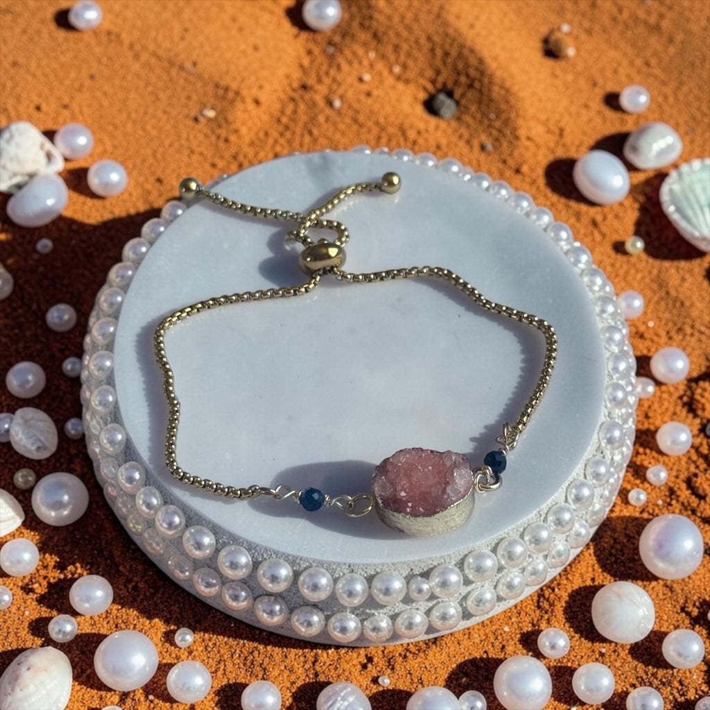 Blush Ember Druzy Bolo Slider Bracelet