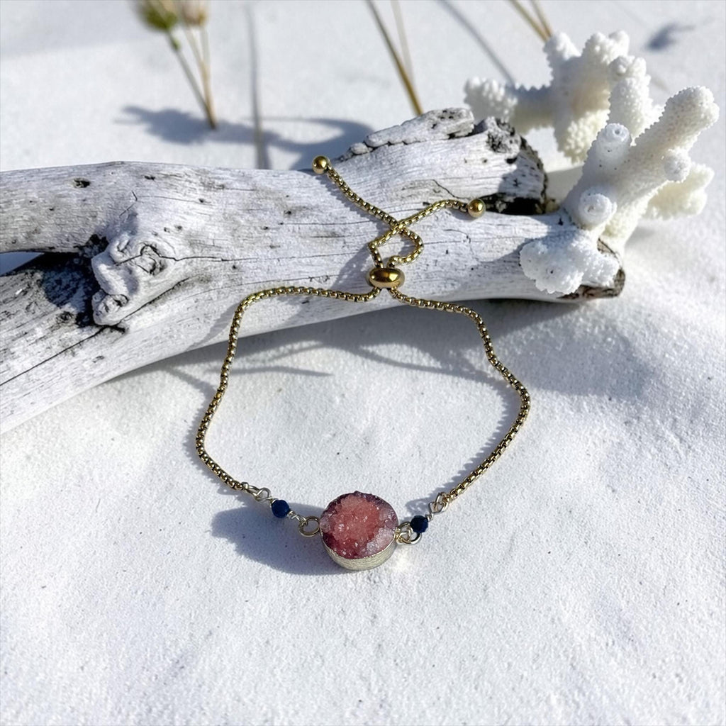 Blush Ember Druzy Bolo Slider Bracelet