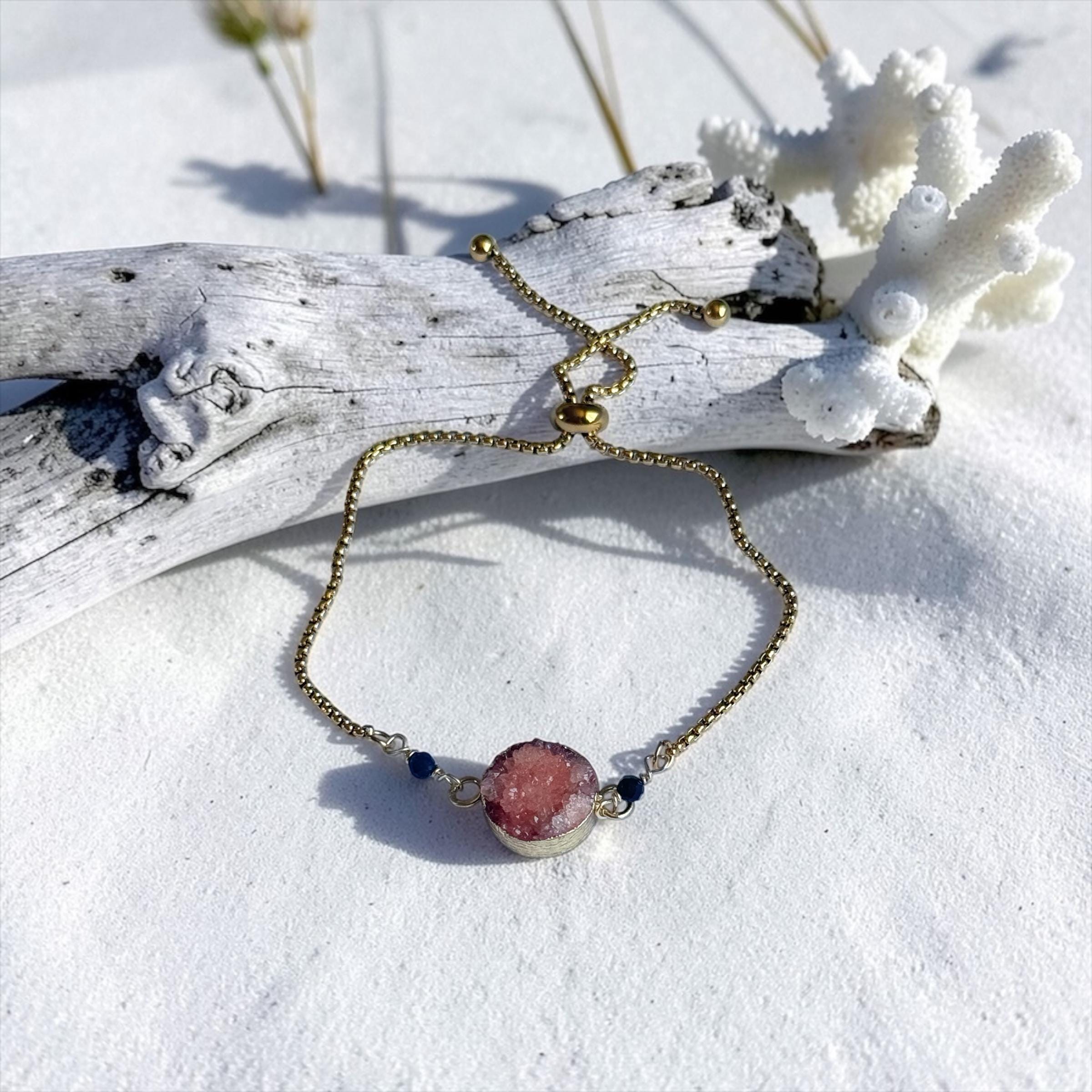 Blush Ember Druzy Bolo Slider Bracelet