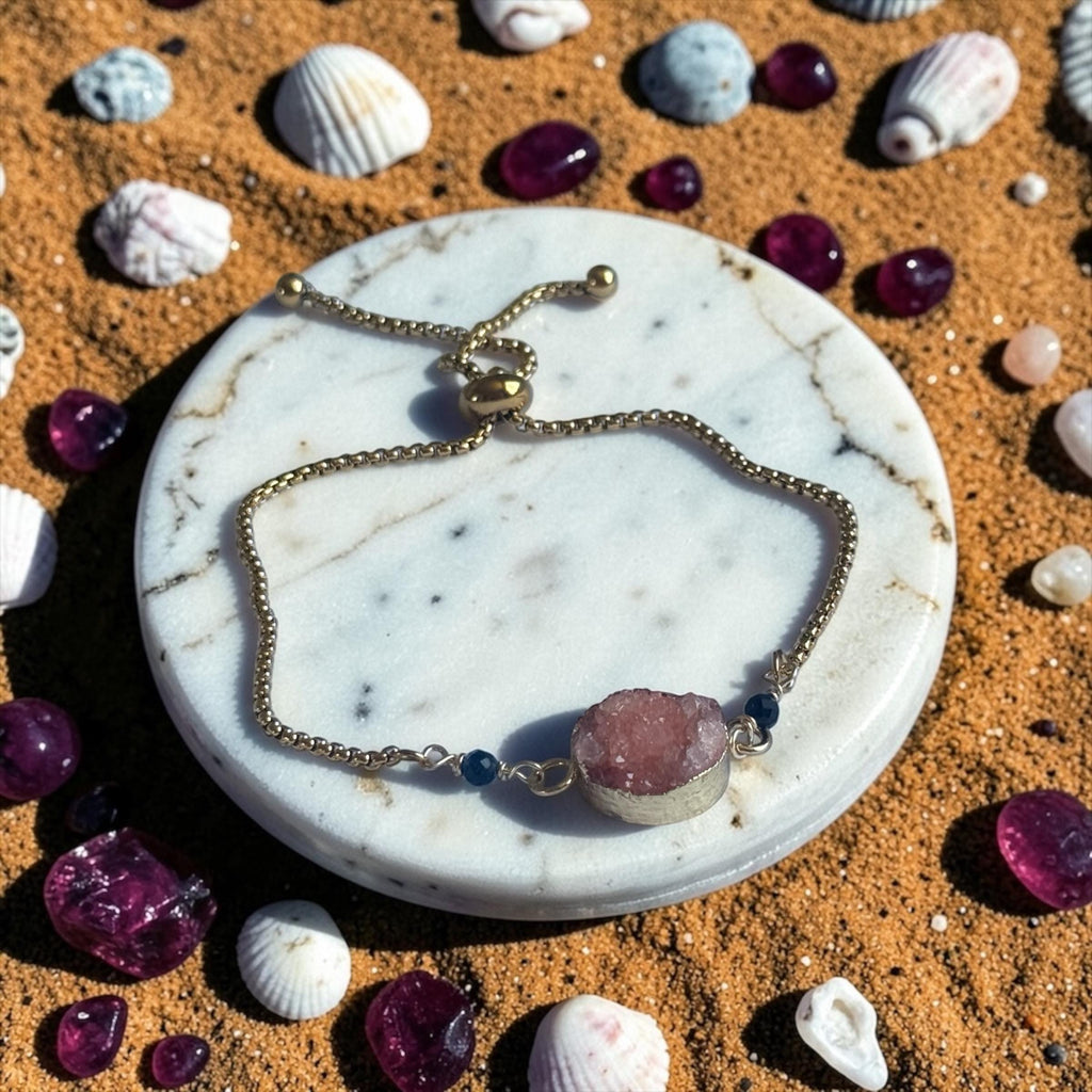 Blush Ember Druzy Bolo Slider Bracelet