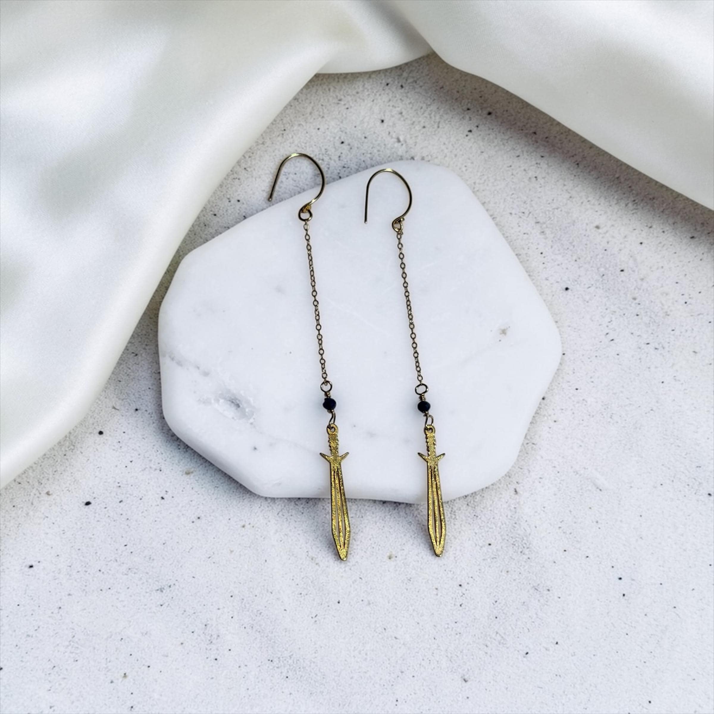 Midnight Blade Drop Earrings