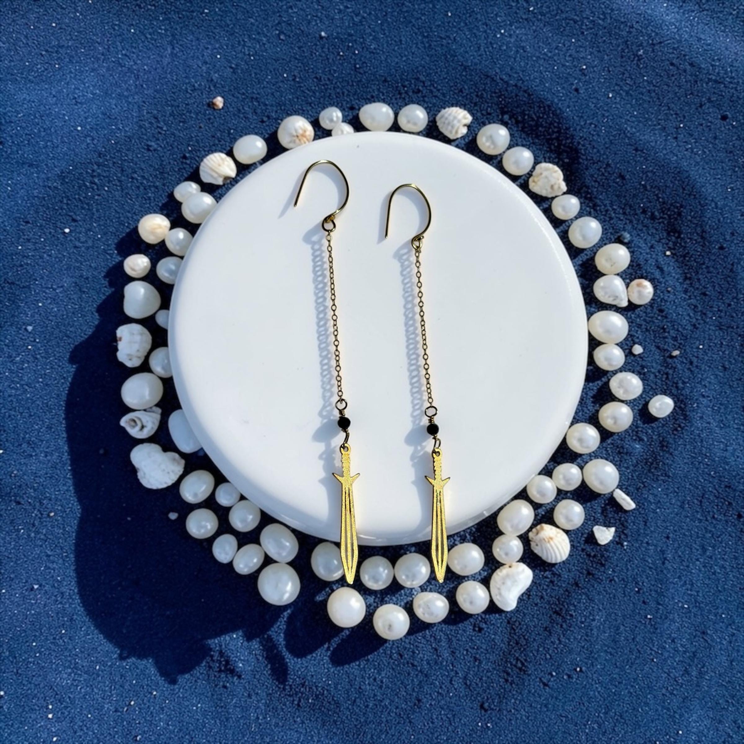 Midnight Blade Drop Earrings