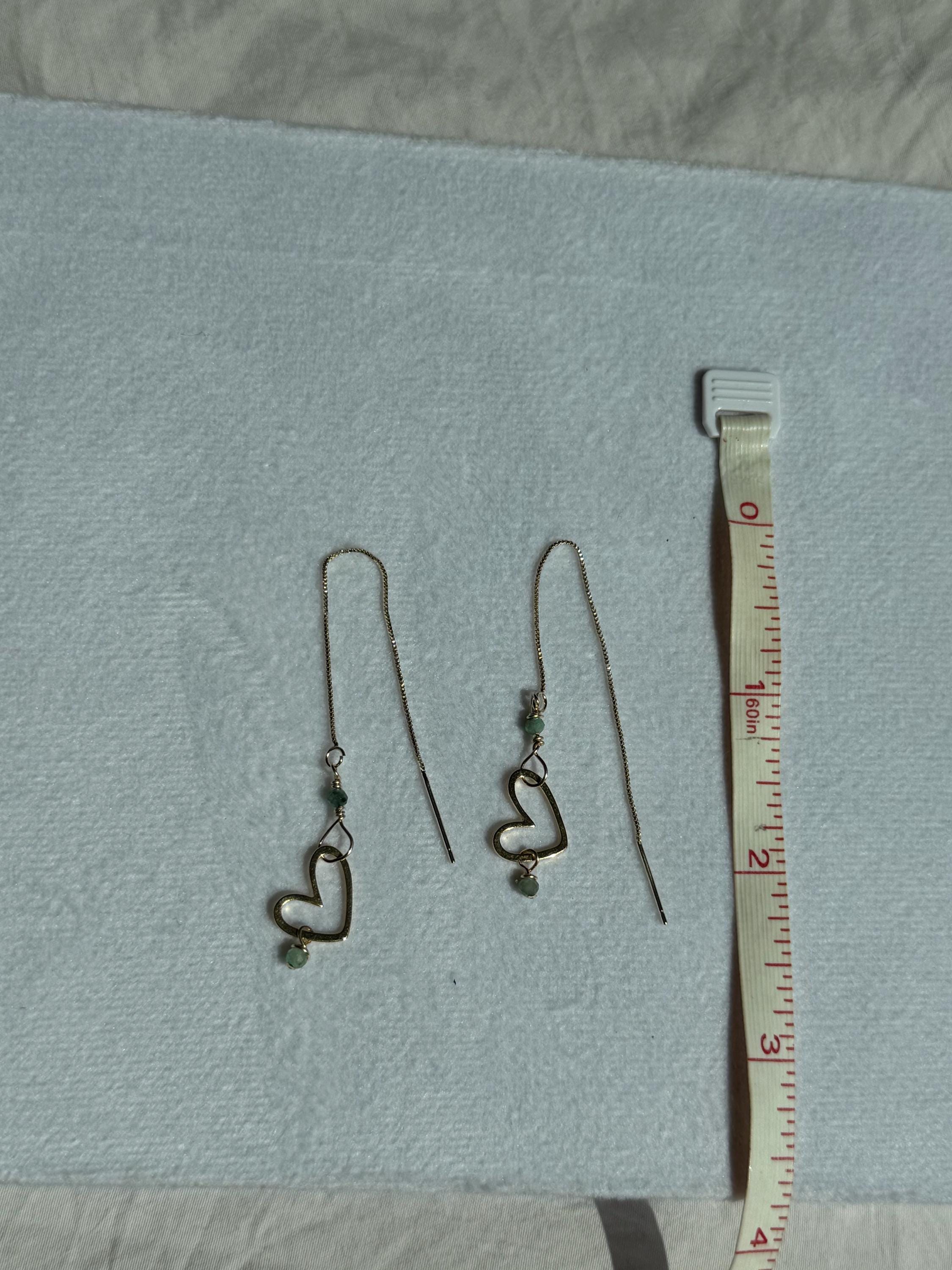 Emerald Heartline Threader Earrings