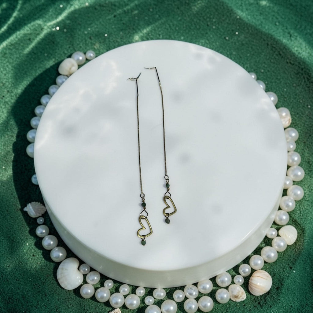 Emerald Heartline Threader Earrings