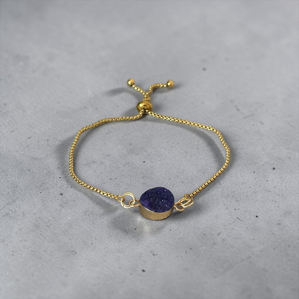 Midnight Halo Druzy Bolo Slider Bracelet