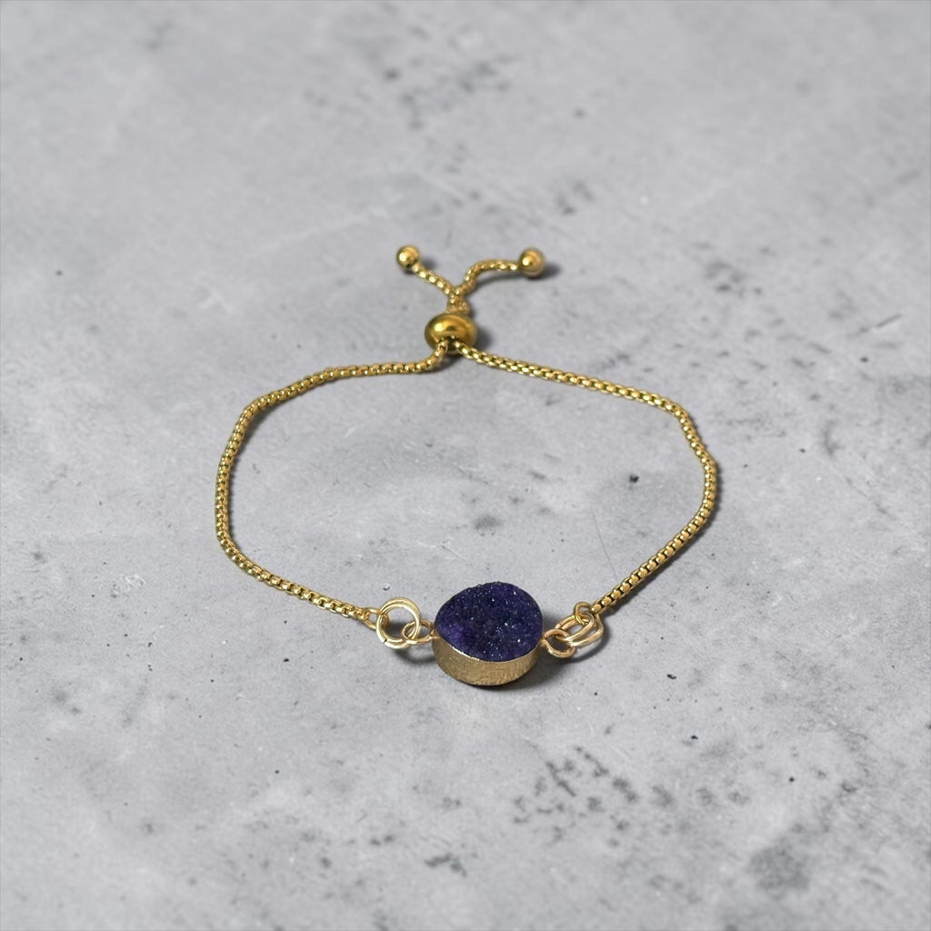 Midnight Halo Druzy Bolo Slider Bracelet