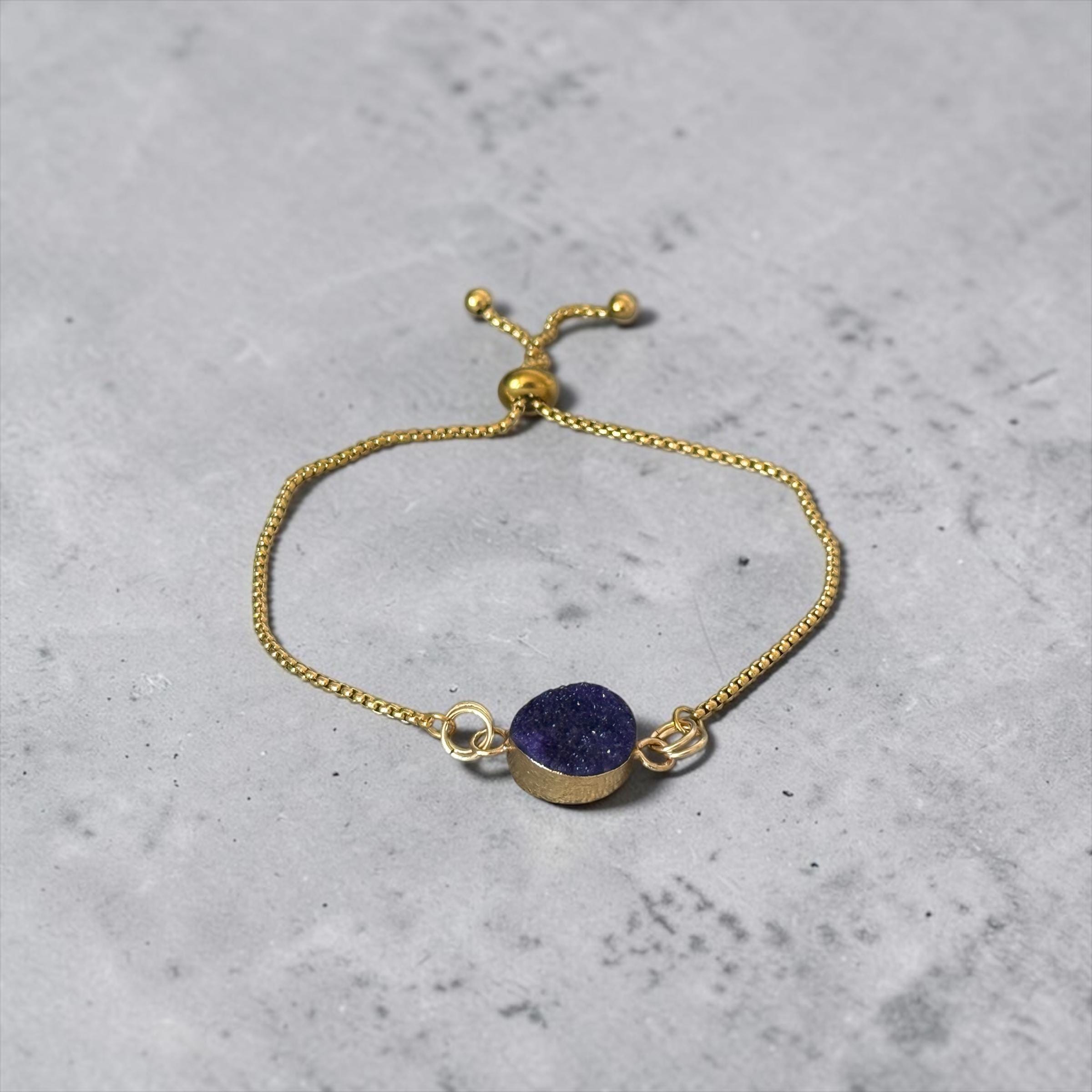 Midnight Halo Druzy Bolo Slider Bracelet