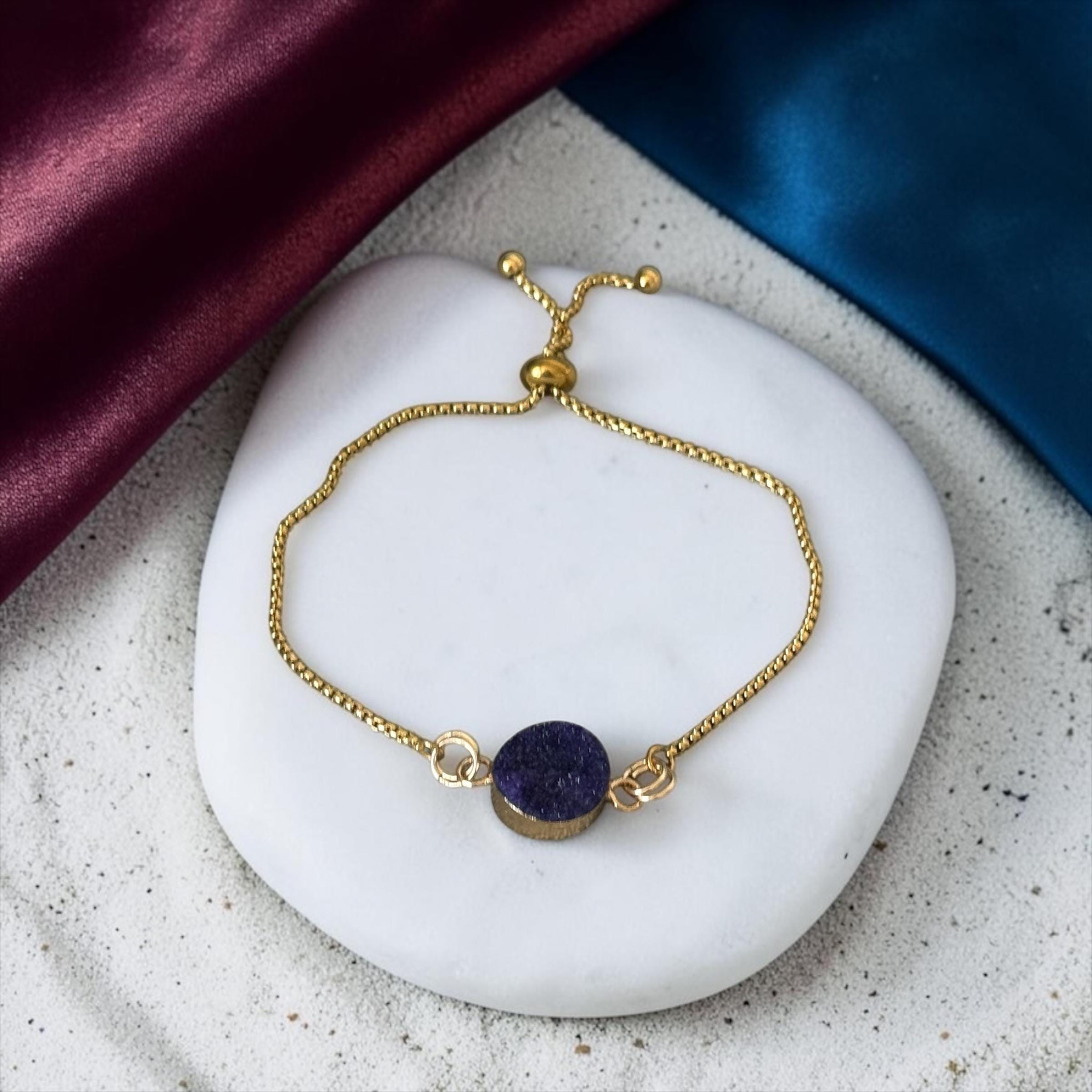 Midnight Halo Druzy Bolo Slider Bracelet