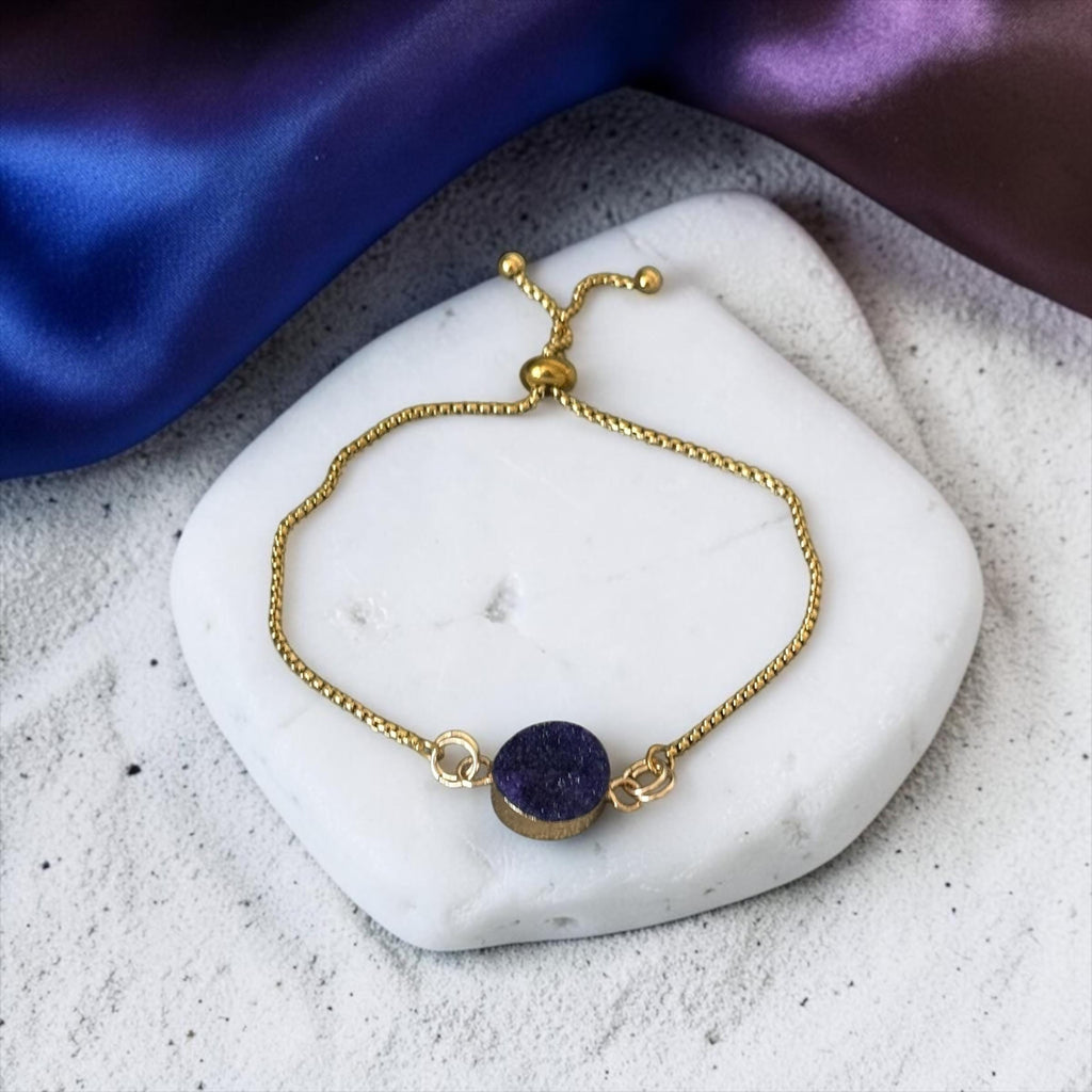 Midnight Halo Druzy Bolo Slider Bracelet